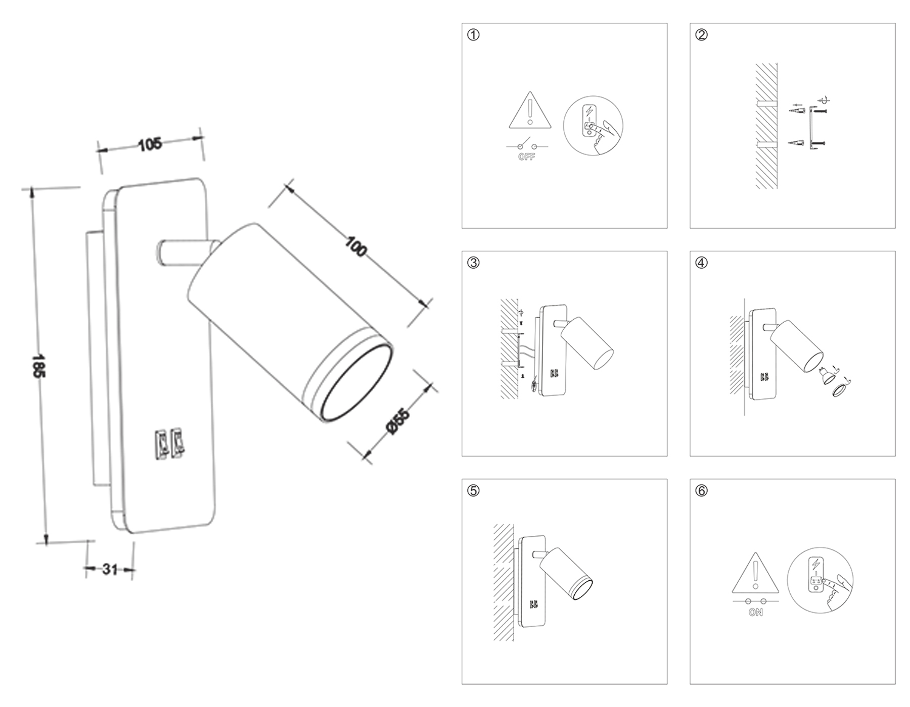 FW2465 WH белый LED 4200K 9W 185*105*150