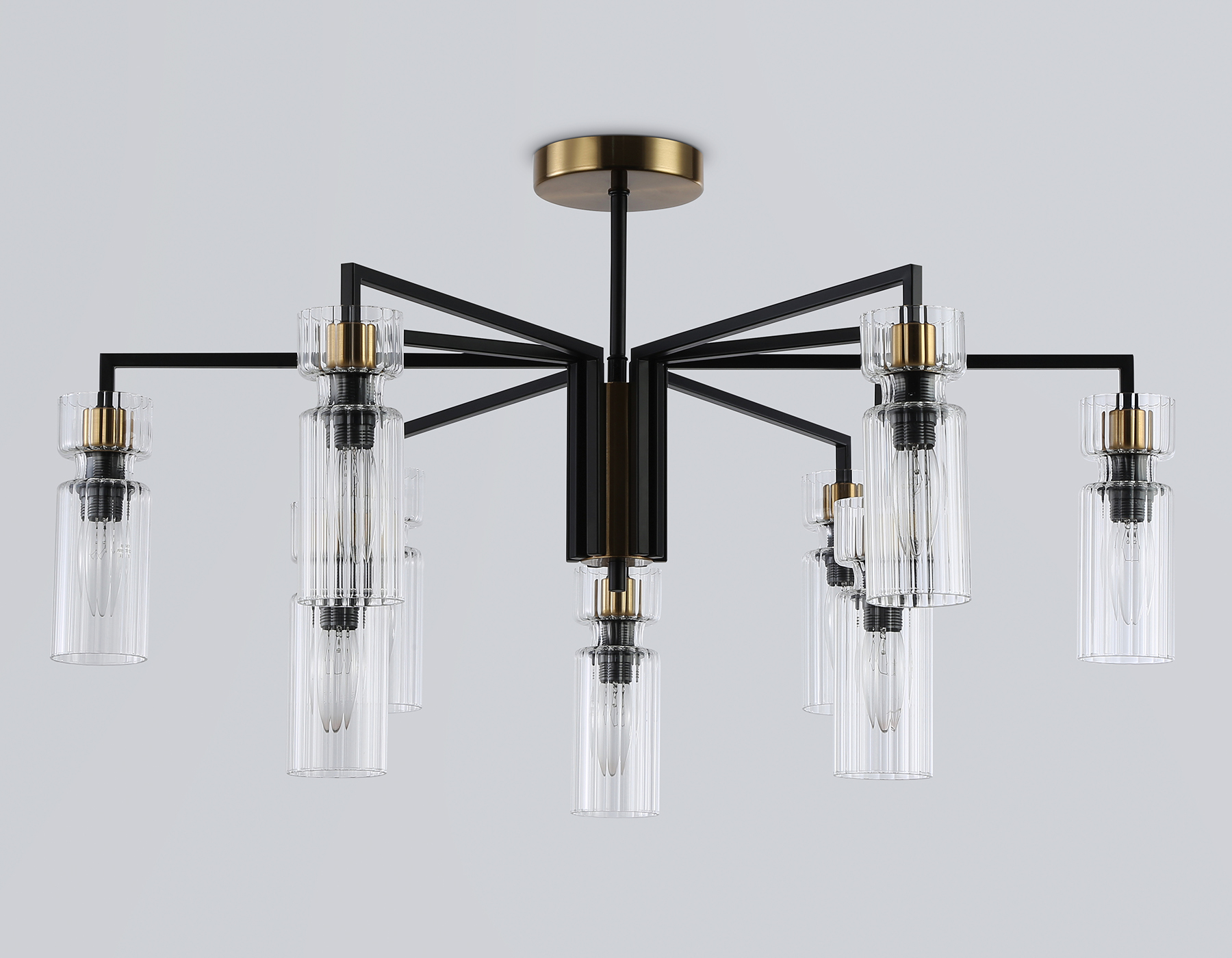 LH56117/9 BK/BS/CL черный/латунь/прозрачный E14*9 max 40W D765*440