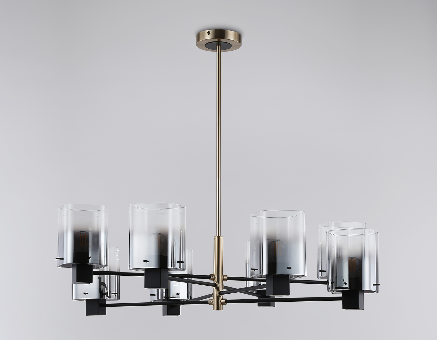 LH57043/8 BK/DBS/SM черный/темная латунь/дымчатый E14/8 max 40W D830*710