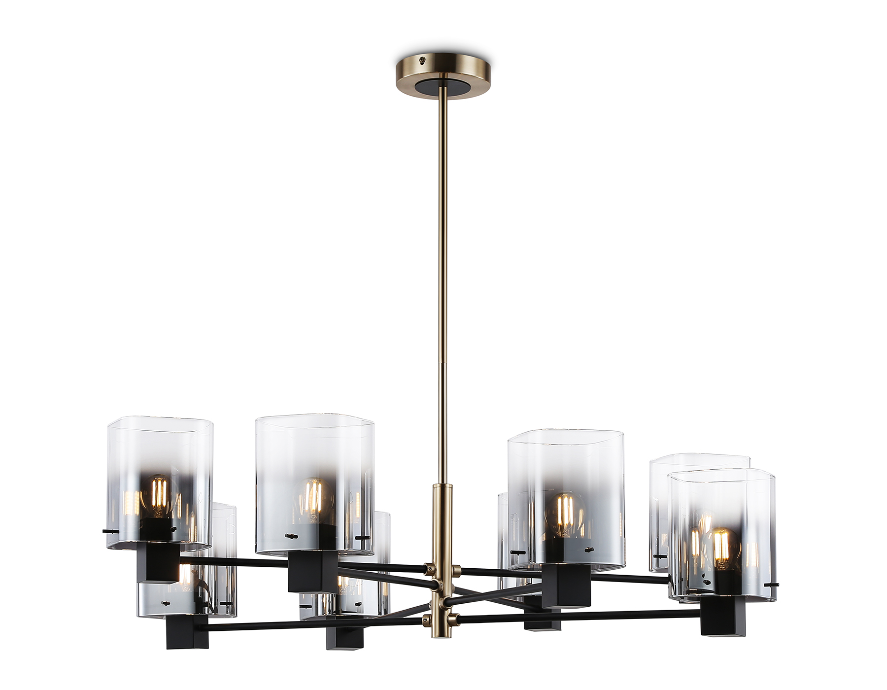 LH57043/8 BK/DBS/SM черный/темная латунь/дымчатый E14/8 max 40W D830*710