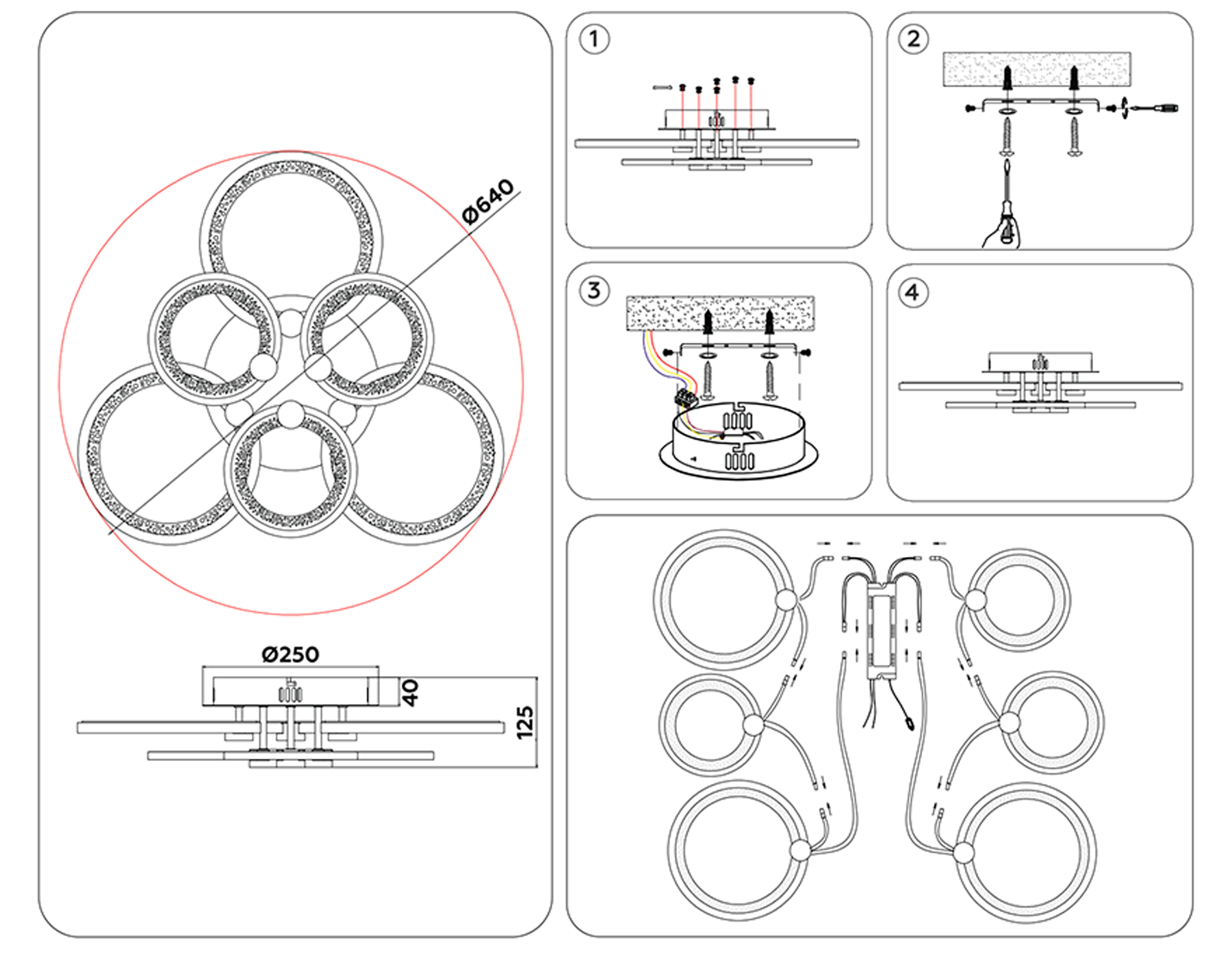 FA4092/3+3 BK черный 100W 3000K+6400K/4200K/6400K+3000K 620*570*120 (ПДУ ИК)