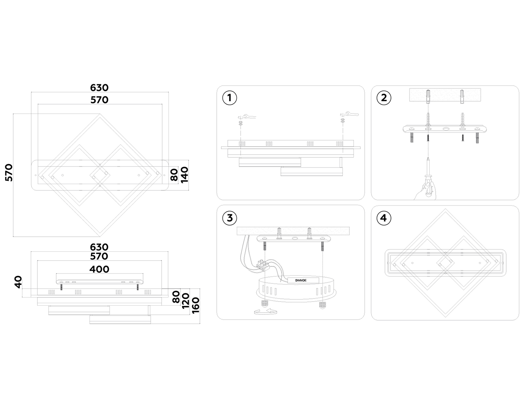 FA8533 BK черный 132W 3000K-6400K+RGB 630*570*160 (ПДУ РАДИО 2.4G)