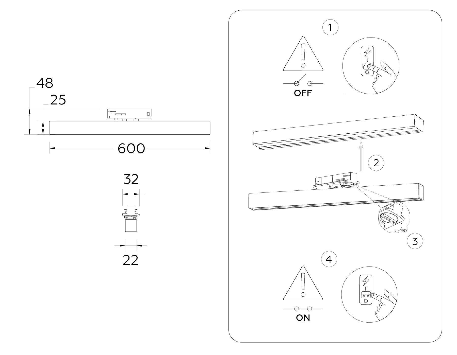 GL6772 WH белый LED 24W 4200K 600*22*48