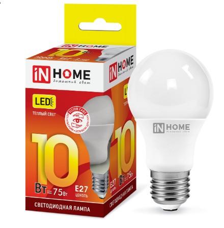 Лампа светодиодная LED-A60-VC 10Вт 230В Е27 3000К 900Лм IN HOME