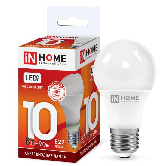 Лампа светодиодная LED-A60-VC 10Вт 230В Е27 6500К 900Лм IN HOME