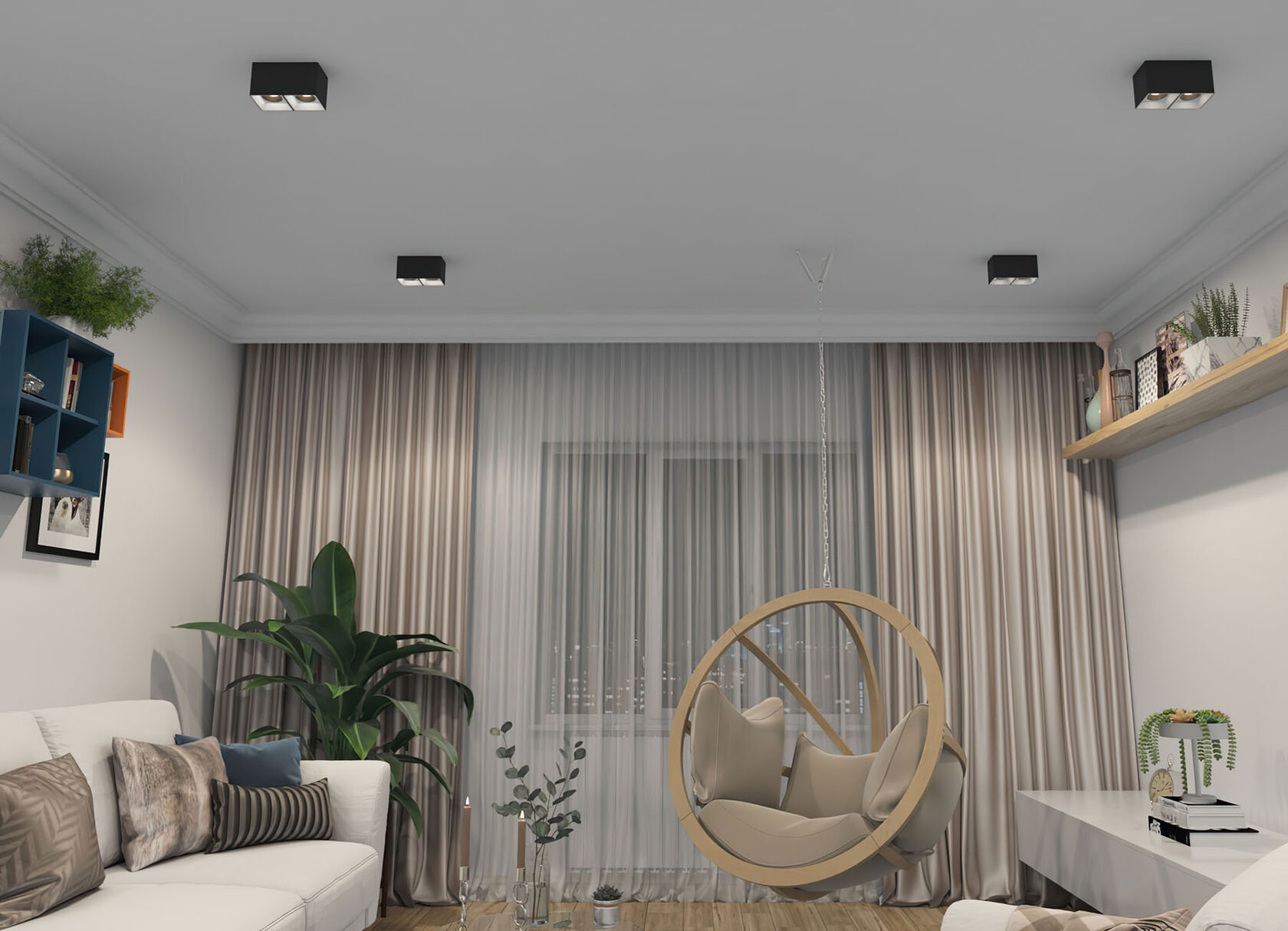 DK3085-BW+BK Светильник накладной IP 20, 10 Вт, GU5.3, LED, черно-белый/черный, пластик