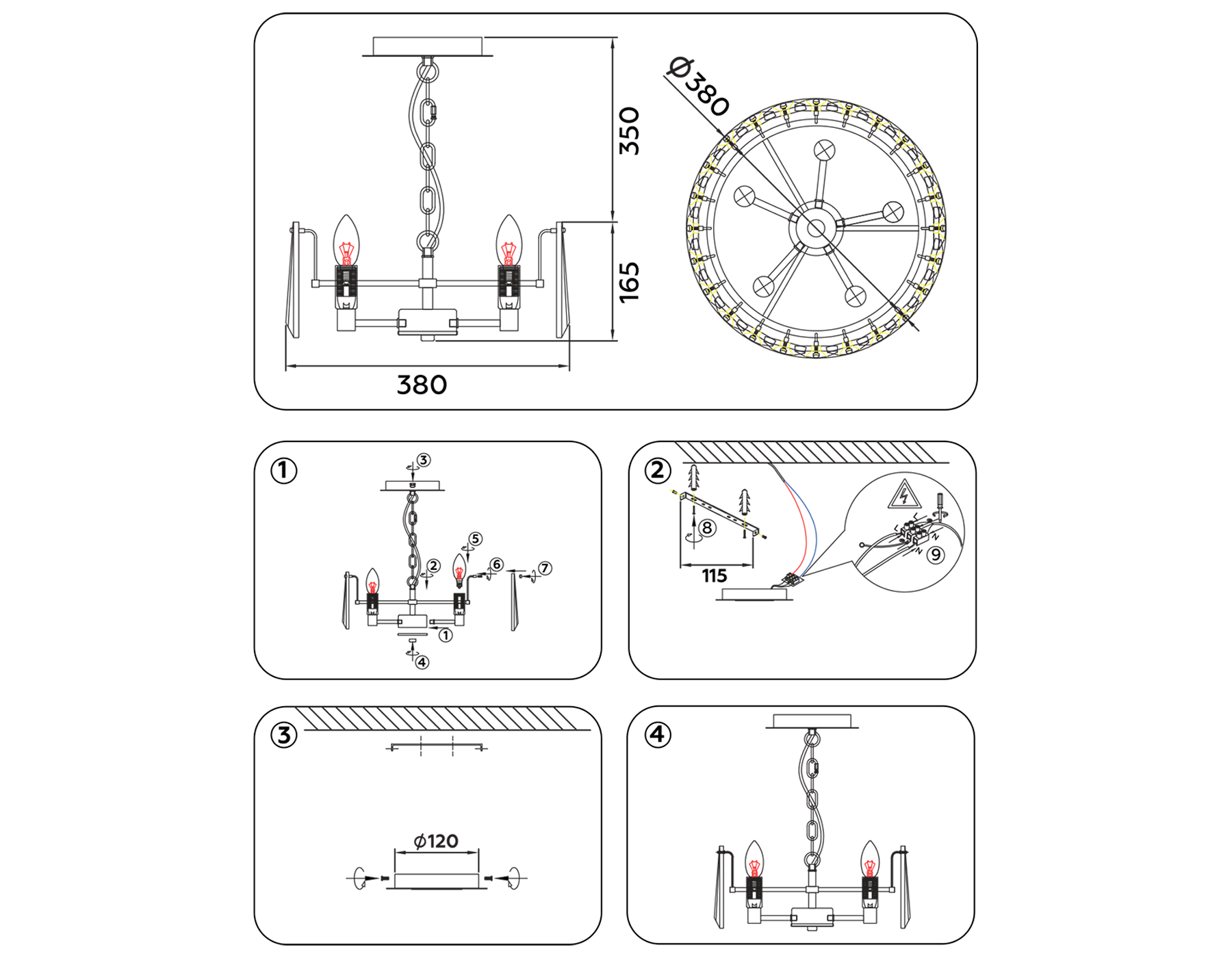 TR5166 CH/CL хром/прозрачный E14/5 max 40W D380*515