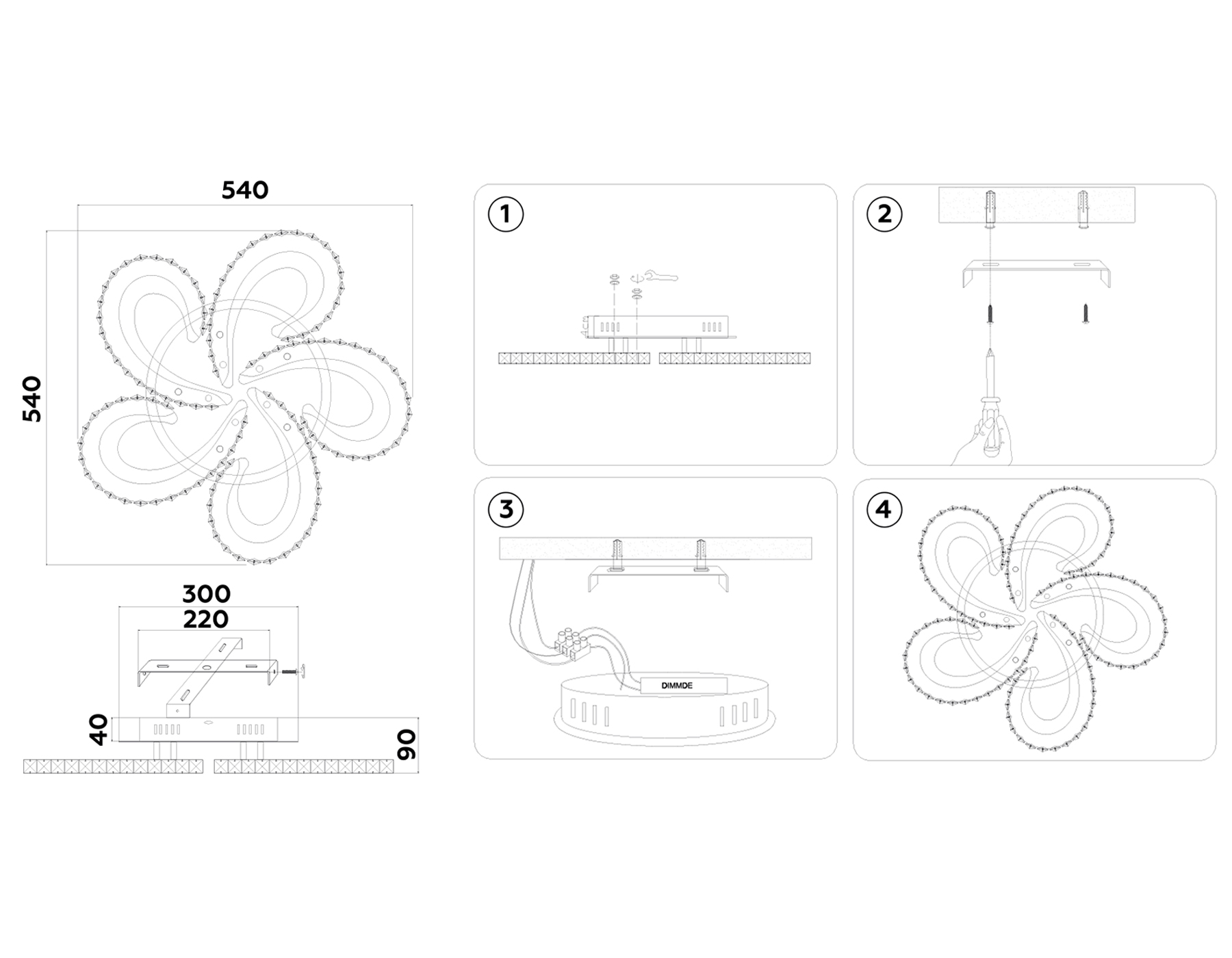 FA1703/5 WH/CH белый/хром 149W 3000K-6400K 540*540*90 (ПДУ РАДИО 2.4G)