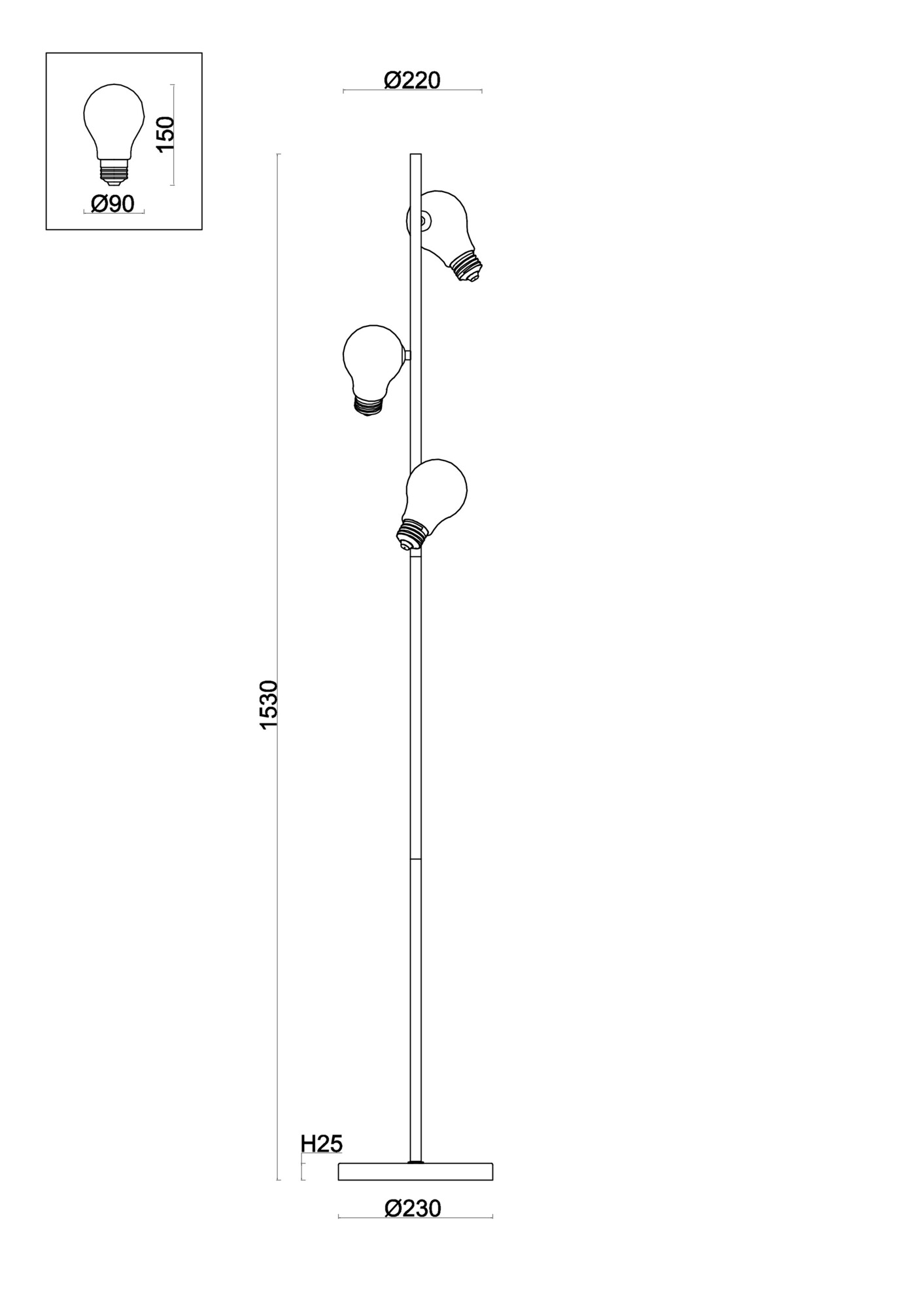 Напольный светильник (торшер) Freya FR5372FL-03BS