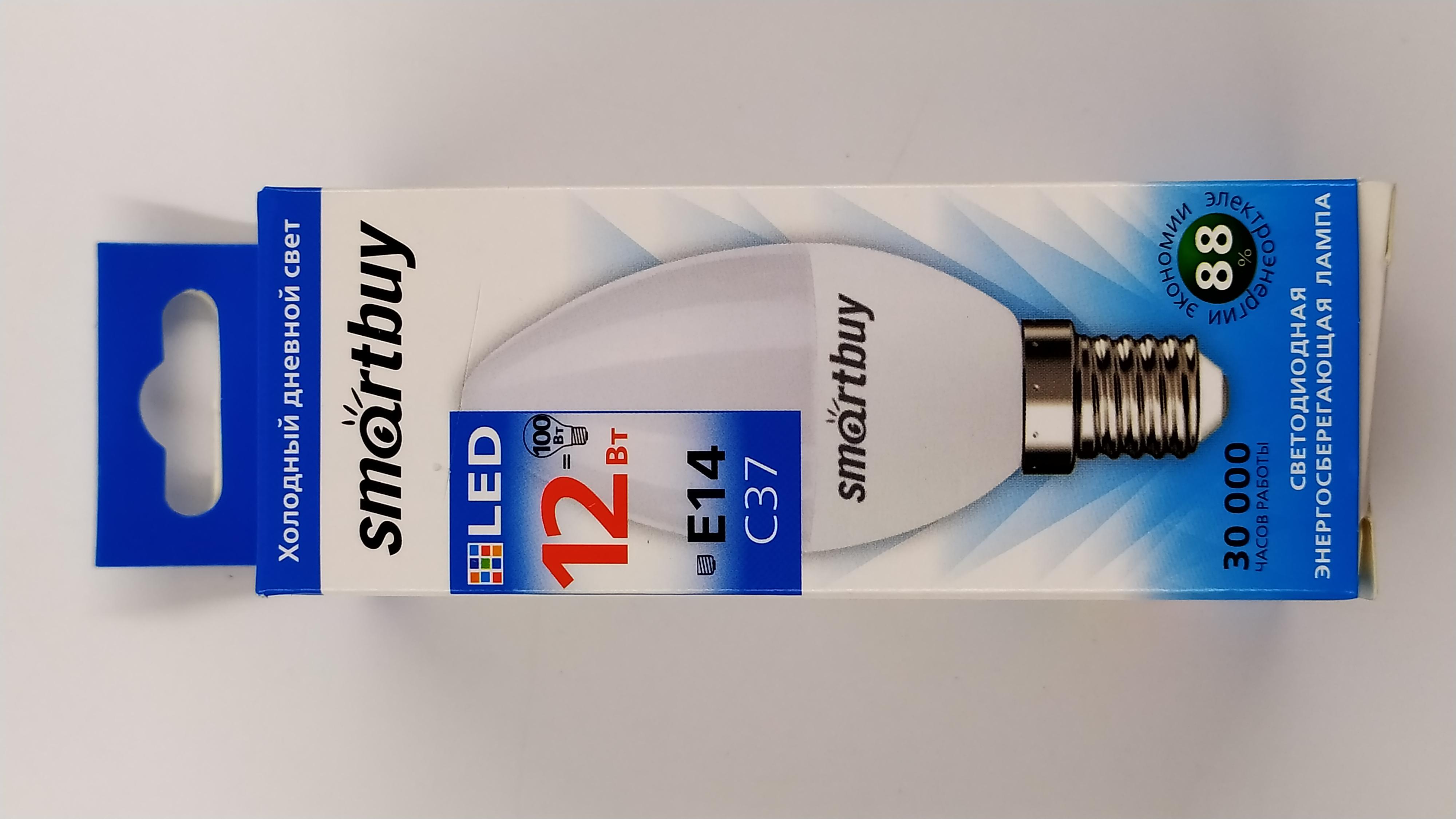 Светодиодная (LED) Лампа Smartbuy-C37-12W/6000 (SBL-C37-12-60K-E14)