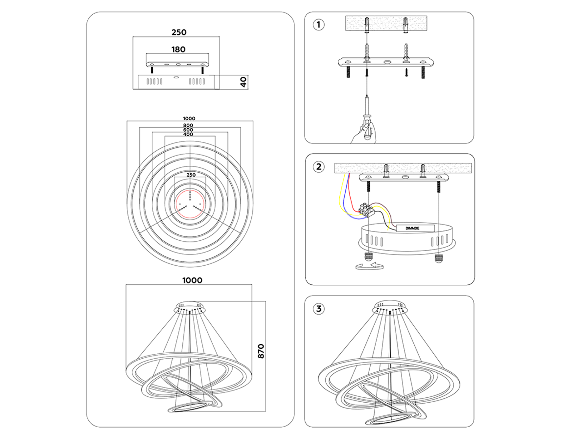 FA4363/4 WH белый 235W 3000K/4200K/6400K D1000*870 (ПДУ РАДИО 2.4G)