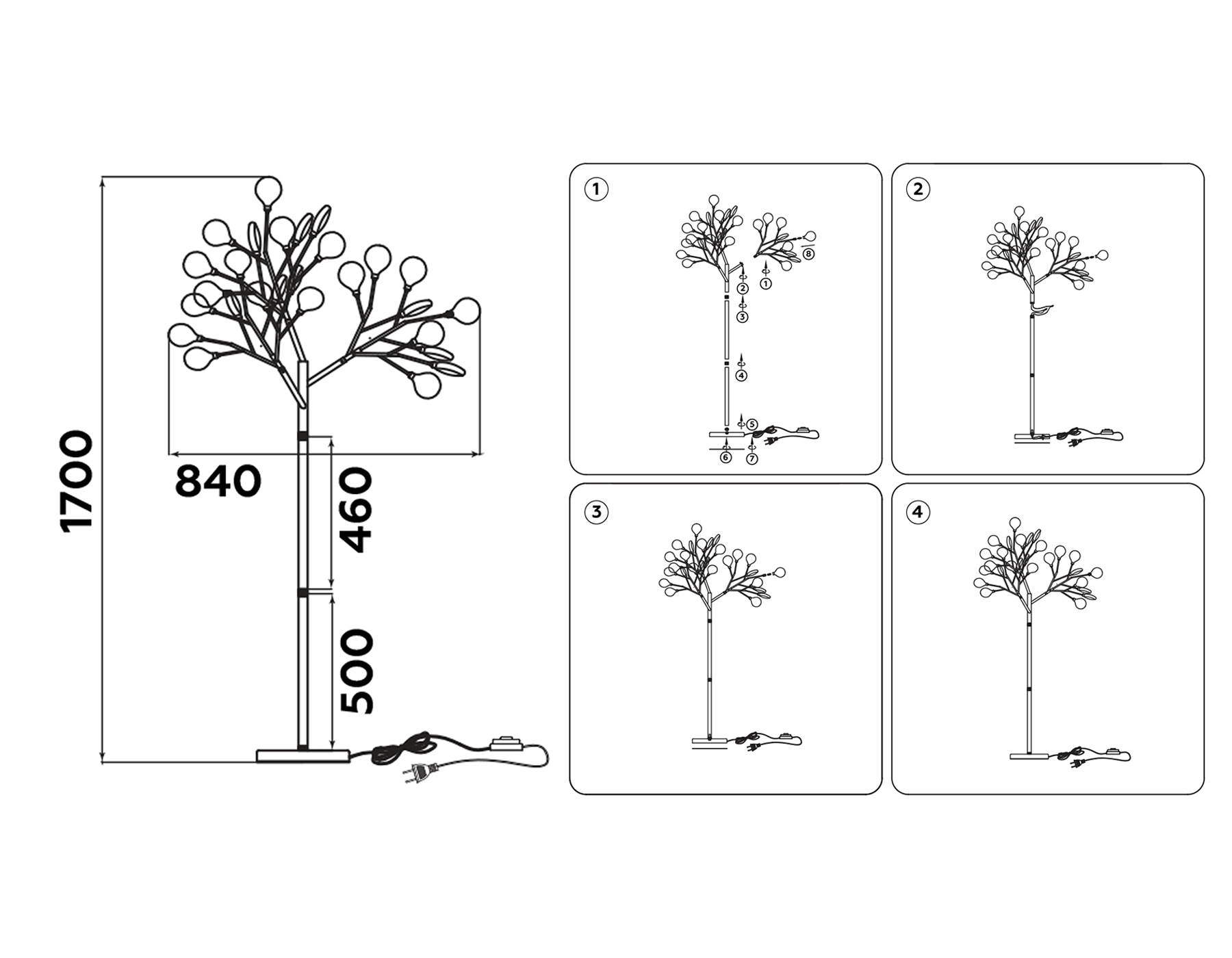 TR3030/27 BK/SM черный/дымчатый G4/27 max 20W D840*1700