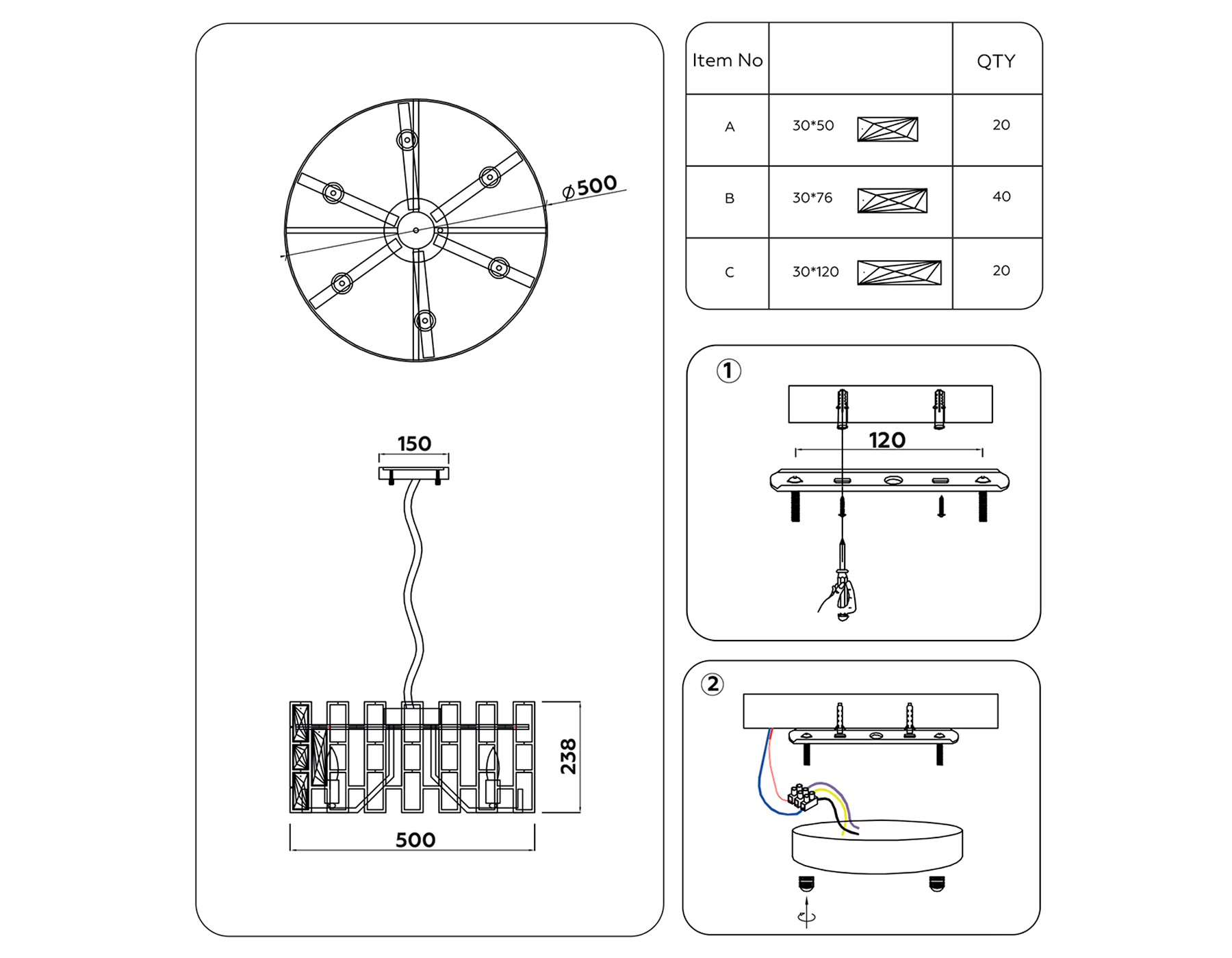 TR5061/6 GD/CL золото/прозрачный E14/6 max 40W D500*938