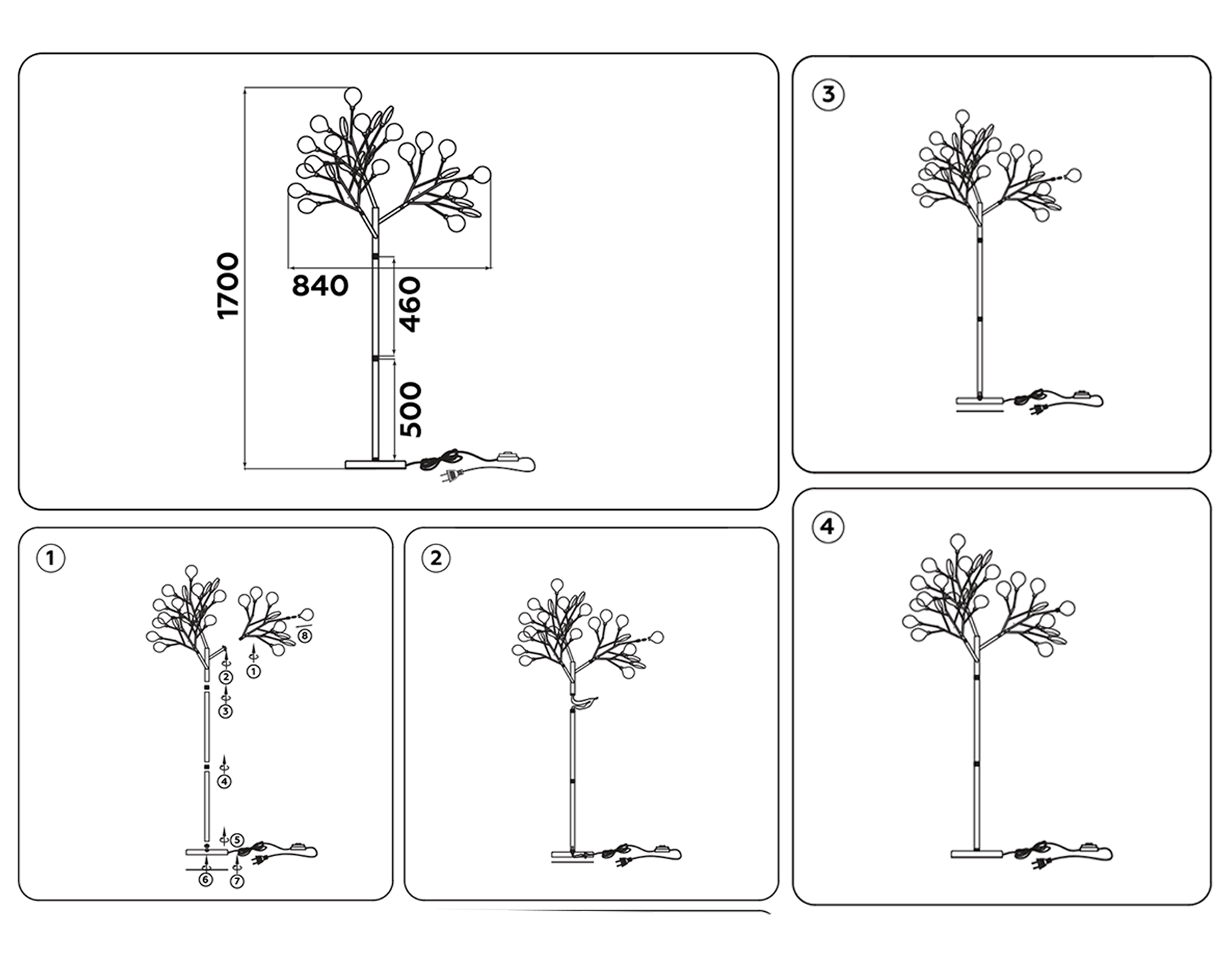 TR3029/27 WH/CH белый/хром G4/27 max 20W D840*1700
