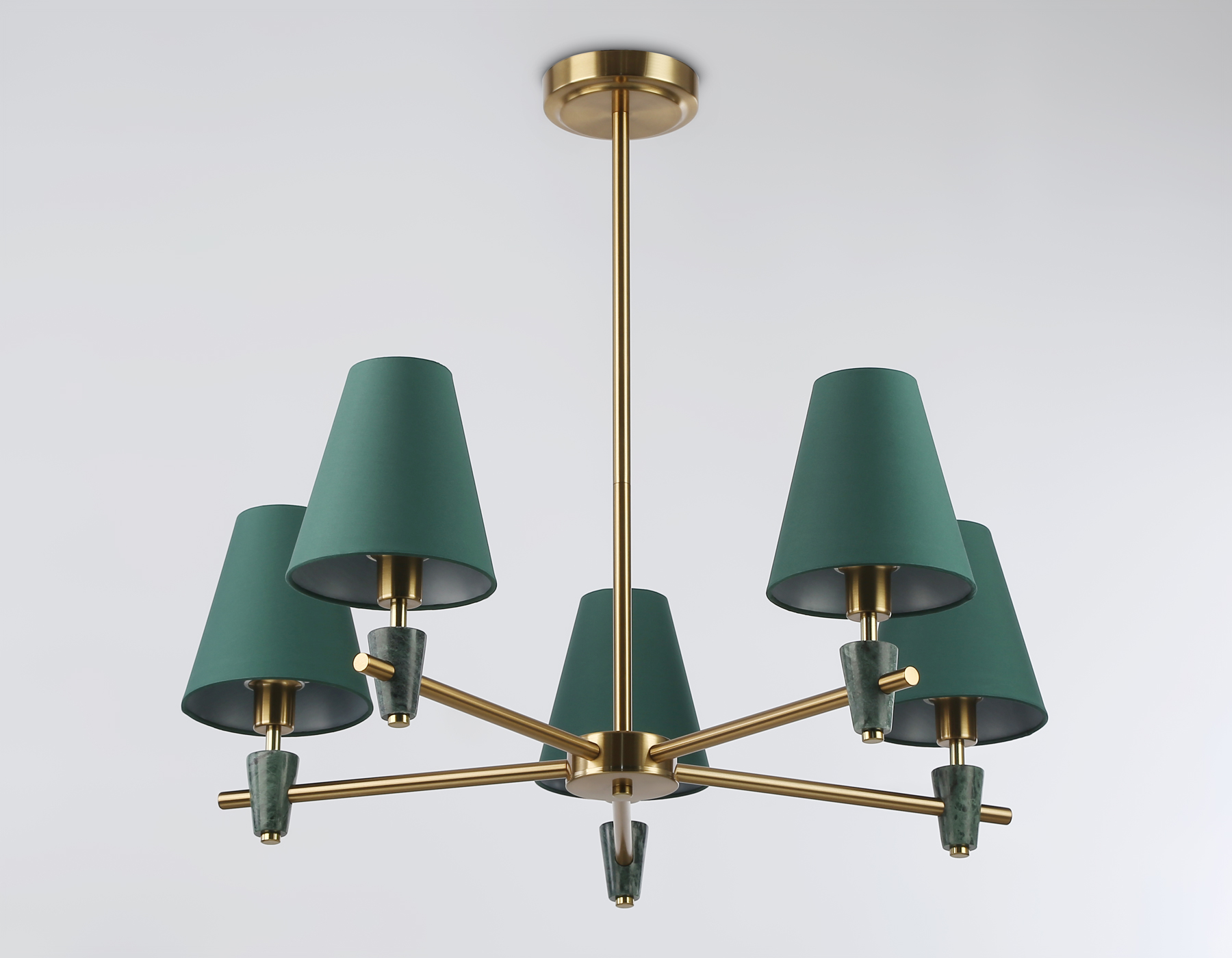 LH75051/5 BS/GN латунь/зеленый E14*5 max 40W D700*580