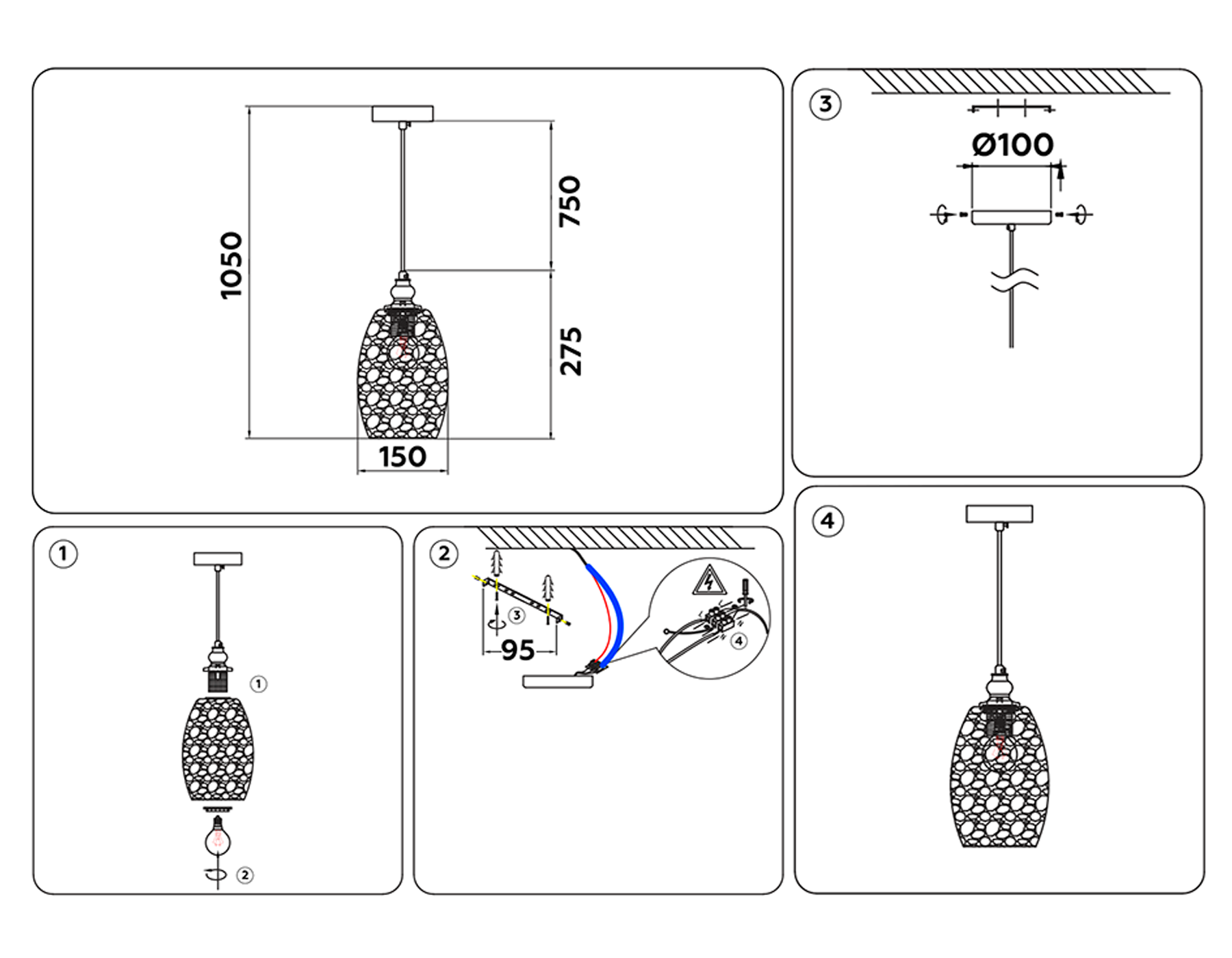 TR3621 CH/FR хром/матовый E27 max 40W D150*1050