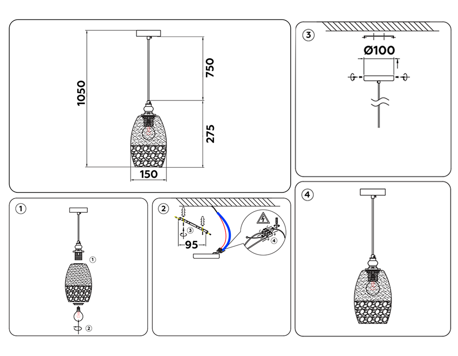 TR3622 CH/CL хром/прозрачный E27 max 40W D150*1050