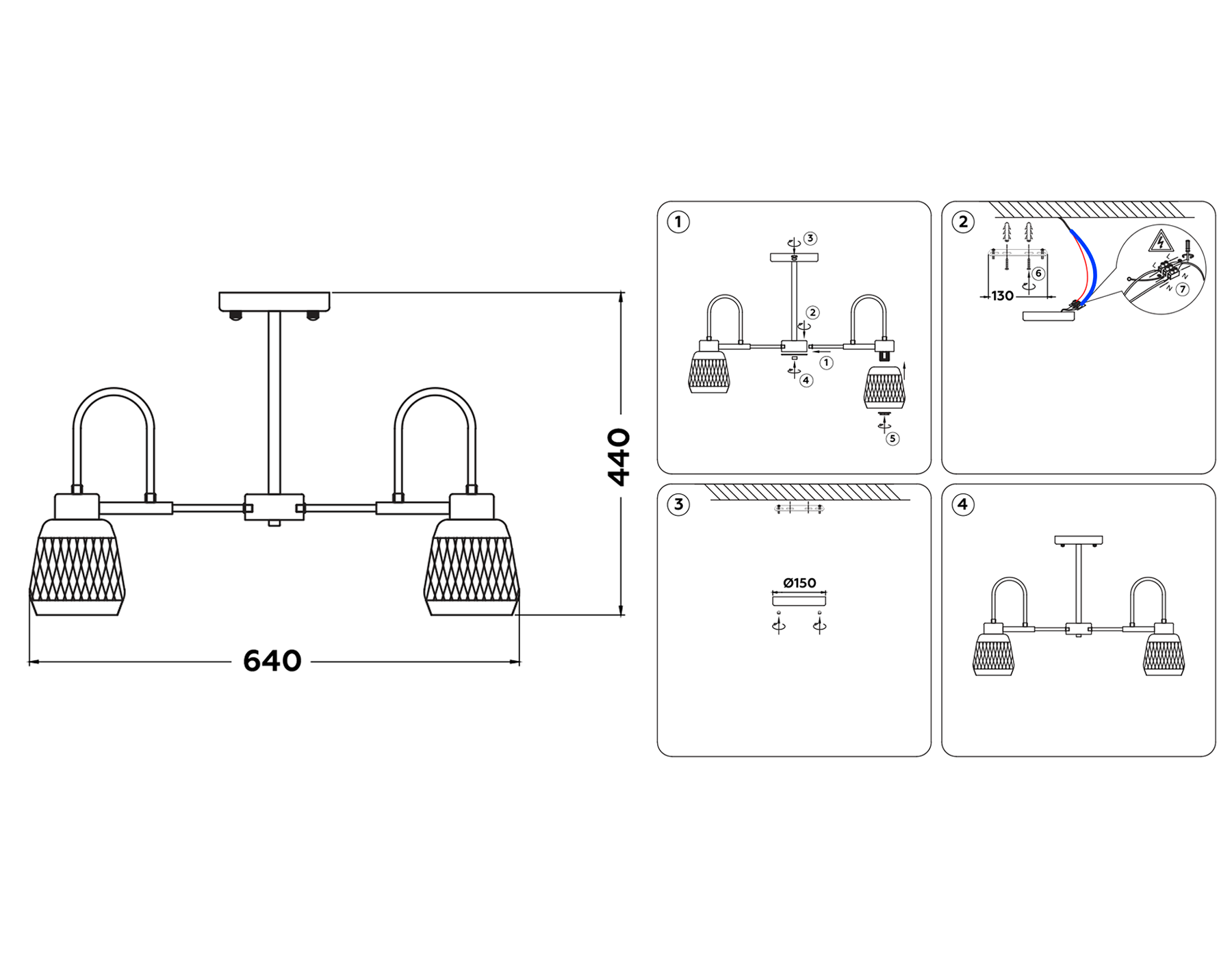 TR8002/5 SB/BK бронза/черный E27 max 40W D640*440