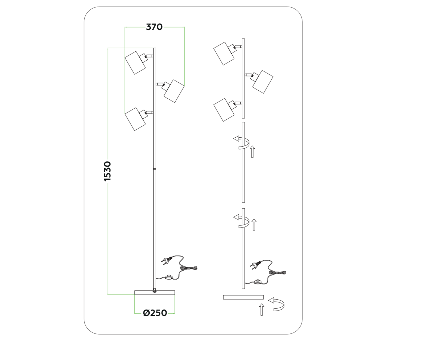 TR8154/3 WH белый E27*3 max 40W D370*1530