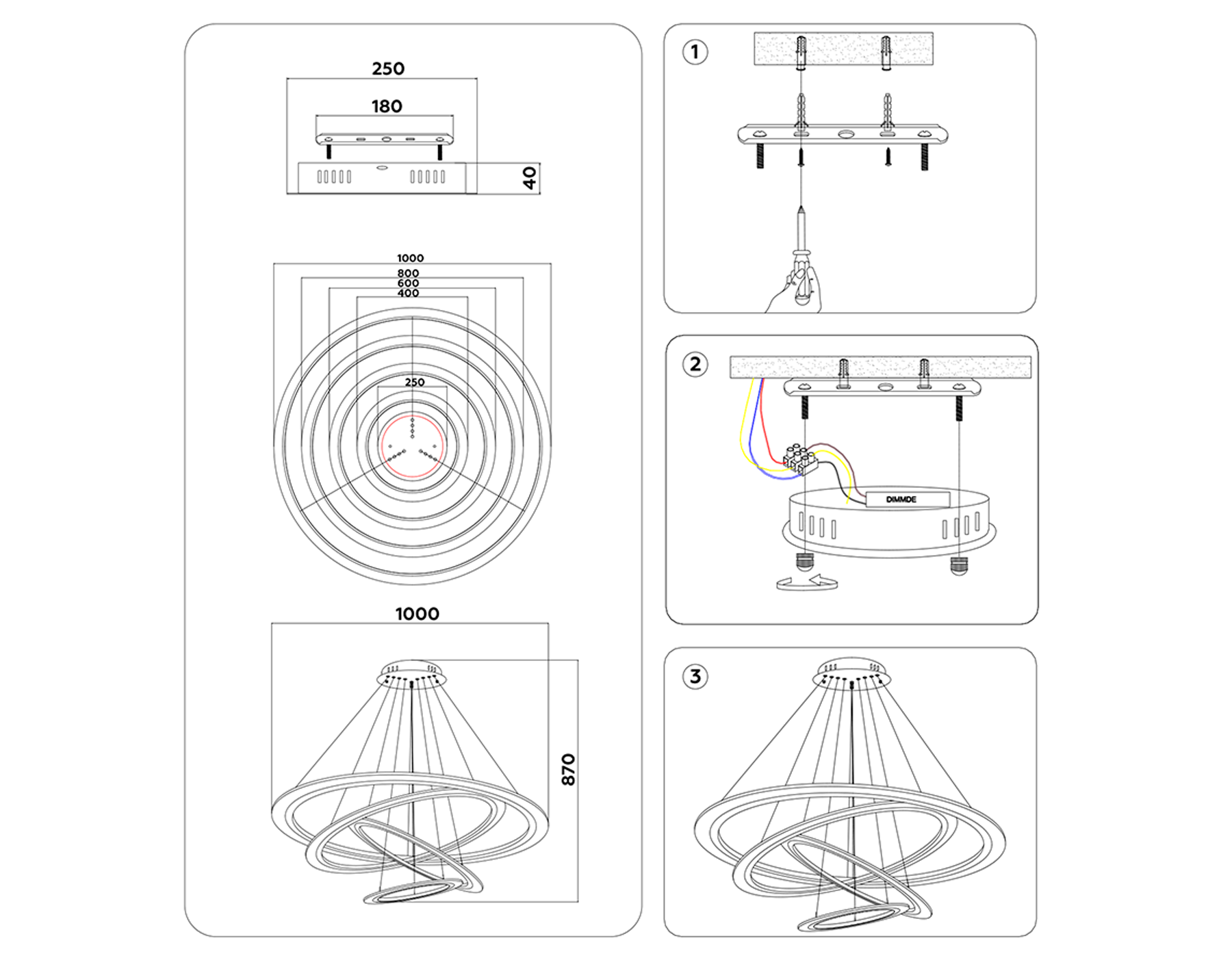 FA4365/4 BK черный 235W 3000K/4200K/6400K D1000*870 (ПДУ РАДИО 2.4G)