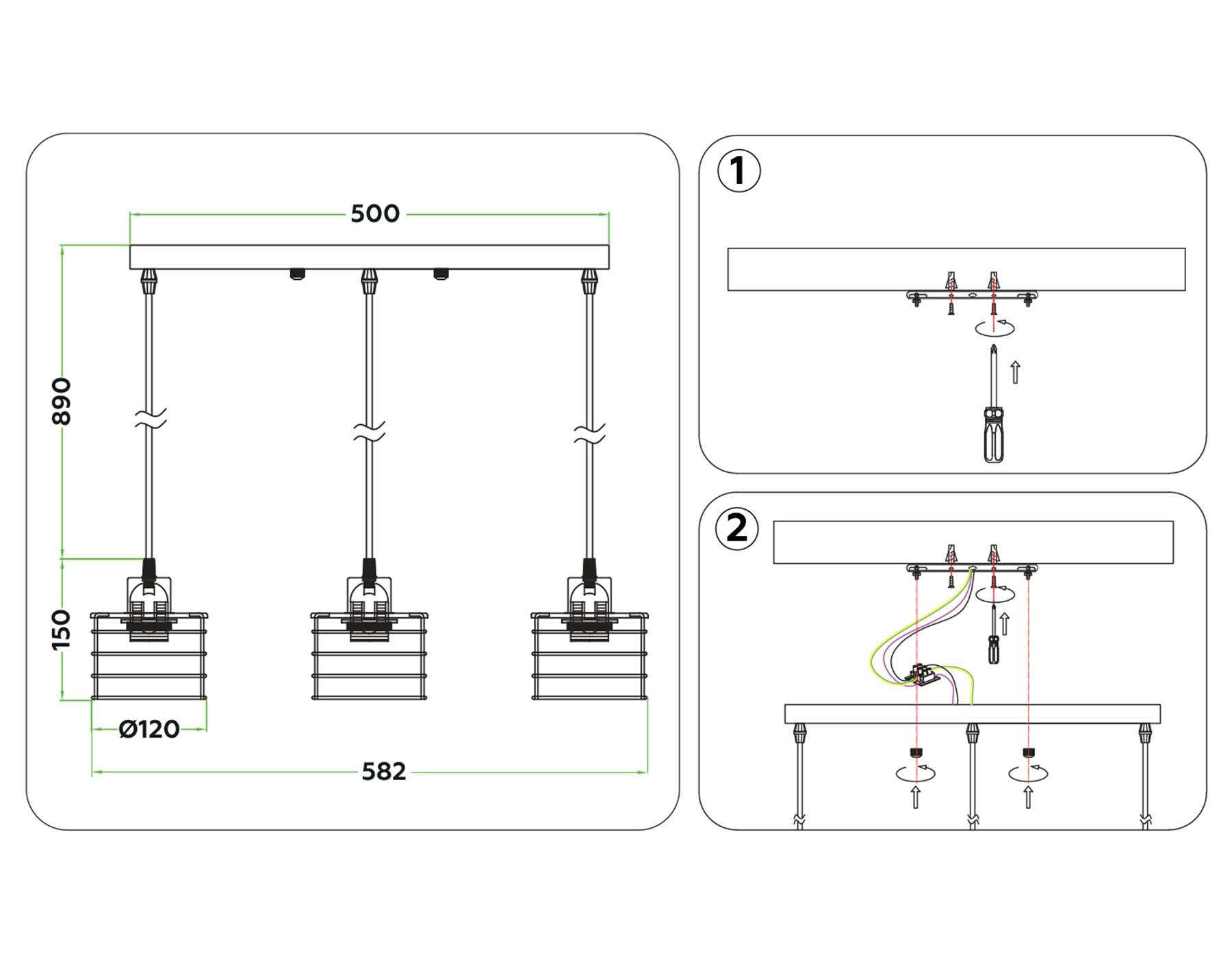 TR8075/3 BK черный E27*3 max 40W 582*120*1040