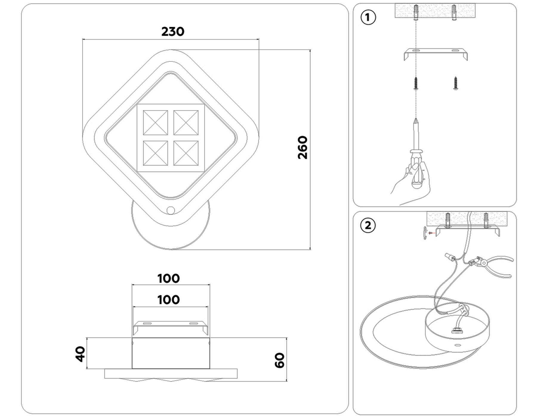 FA285 CH хром 15W 260*230*60