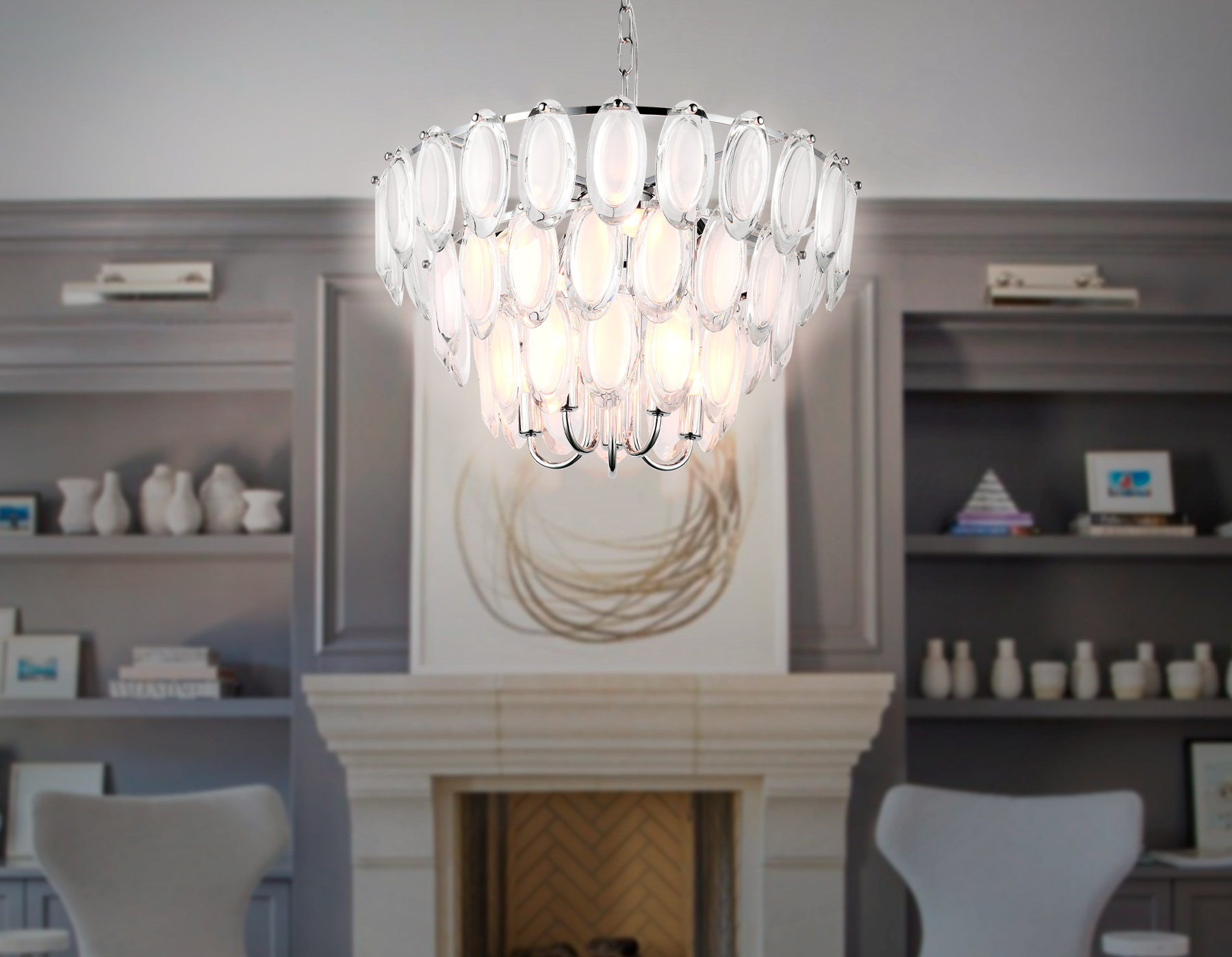 TR5177/10 CH/CL/FR хром/прозрачный/белый матовый E14/10 max 40W D600*1050