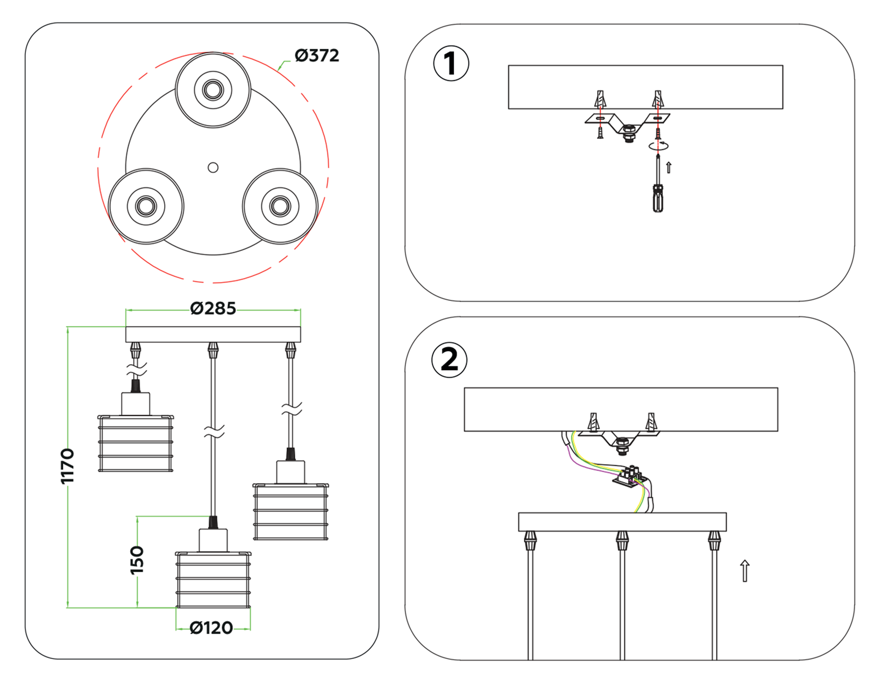 TR8078/3 WH белый E27*3 max 40W D372*1170