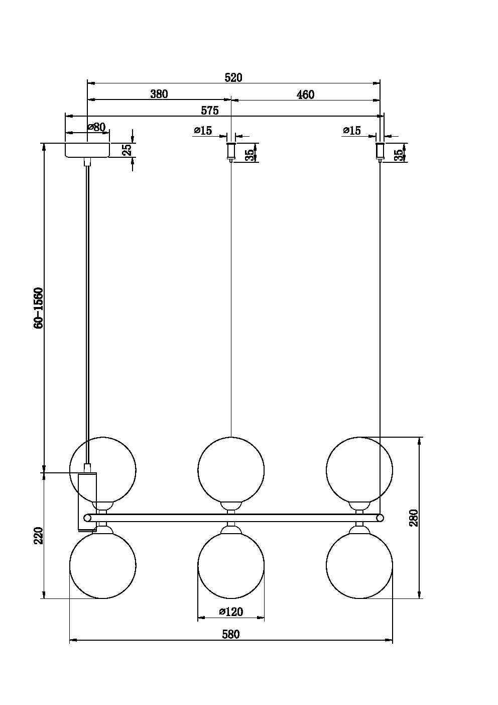 Подвесной светильник Maytoni MOD013PL-06BS1