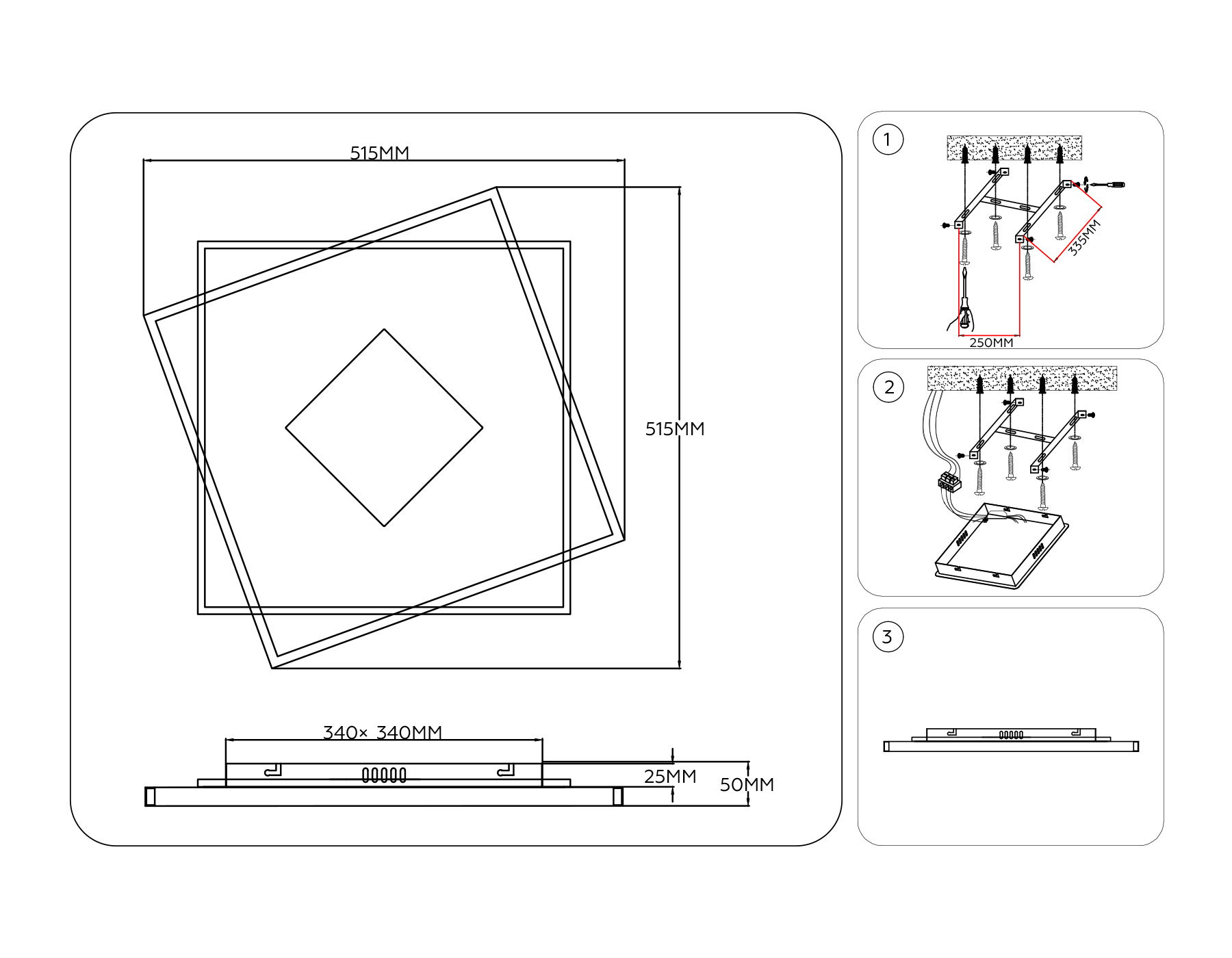 FL4791 WH/BK/WD белый/черный/дерево 77W 3000-6000K 515*515*50 (без ПДУ)