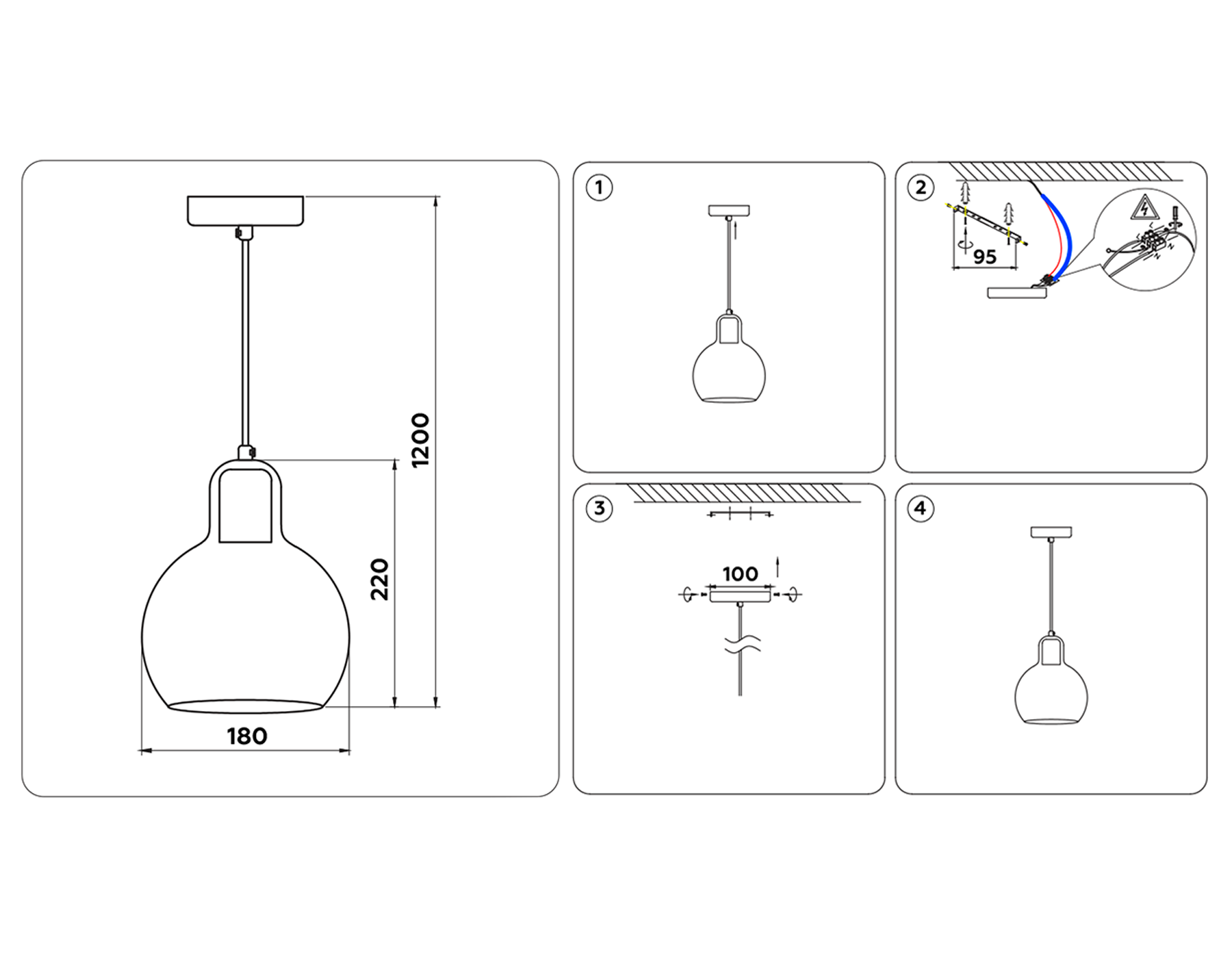 TR3516 CH/SM хром/дымчатый E27 max 40W D180*1200