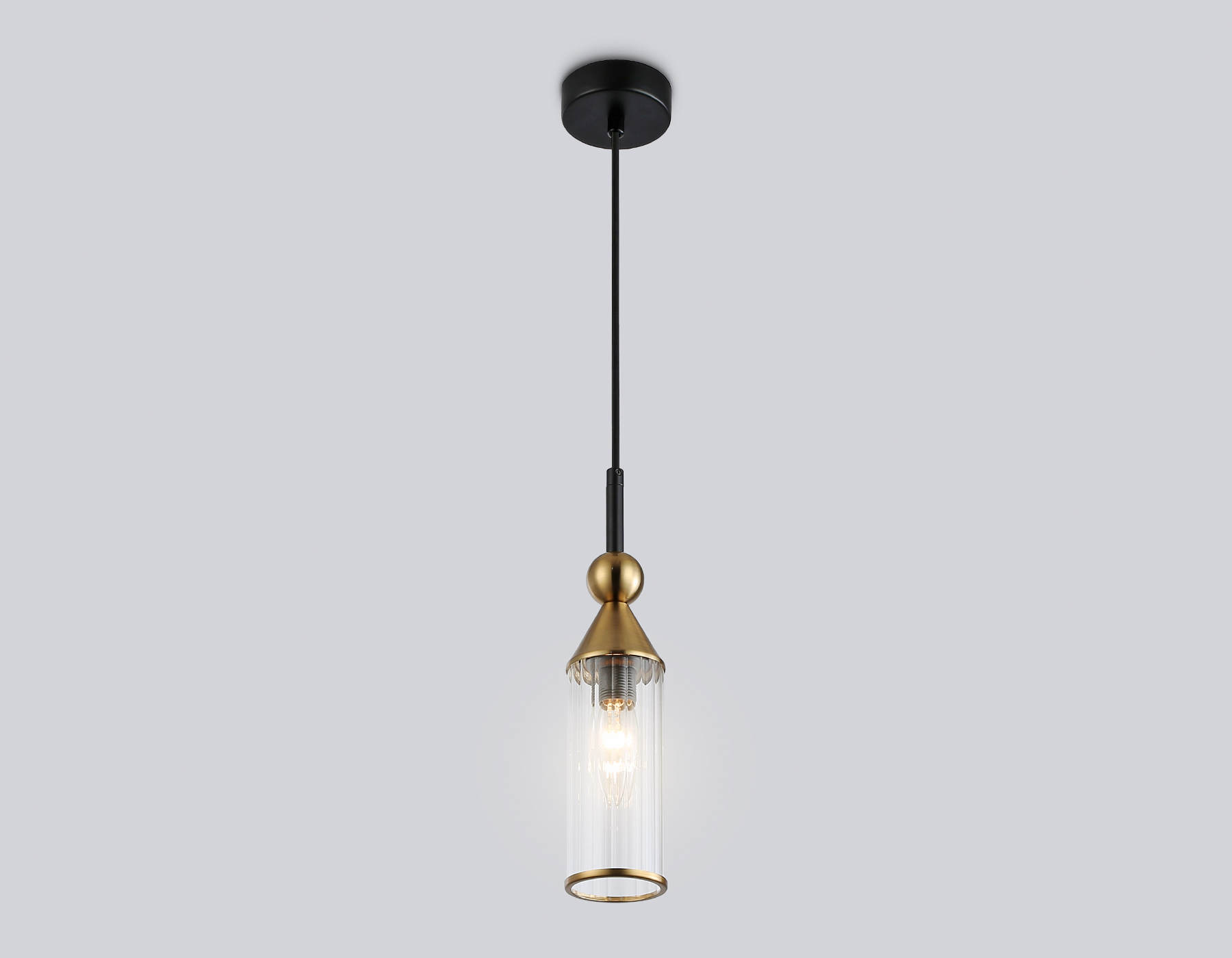 LH55251 BK/BS/CL черный/латунь/прозрачный E14 max 40W D65*1500