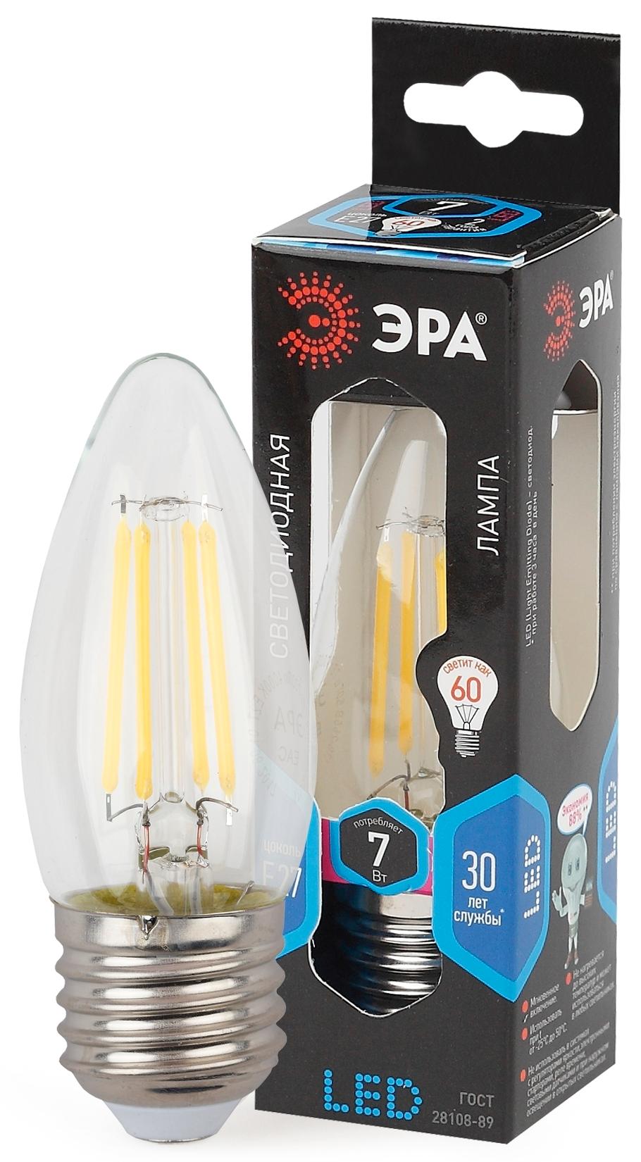 Лампа светодиодная  ЭРА F-LED B35-7w-840-E27