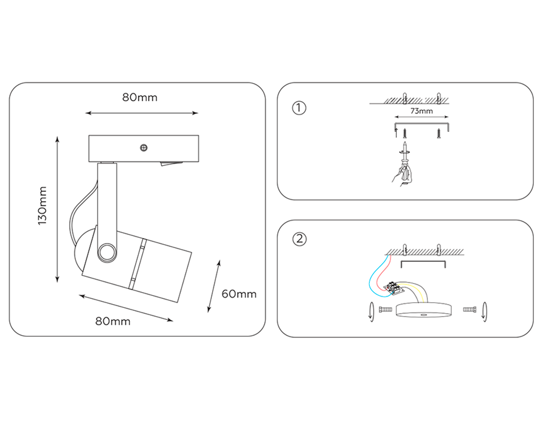TA100 WH белый GU10 D80*130*D60