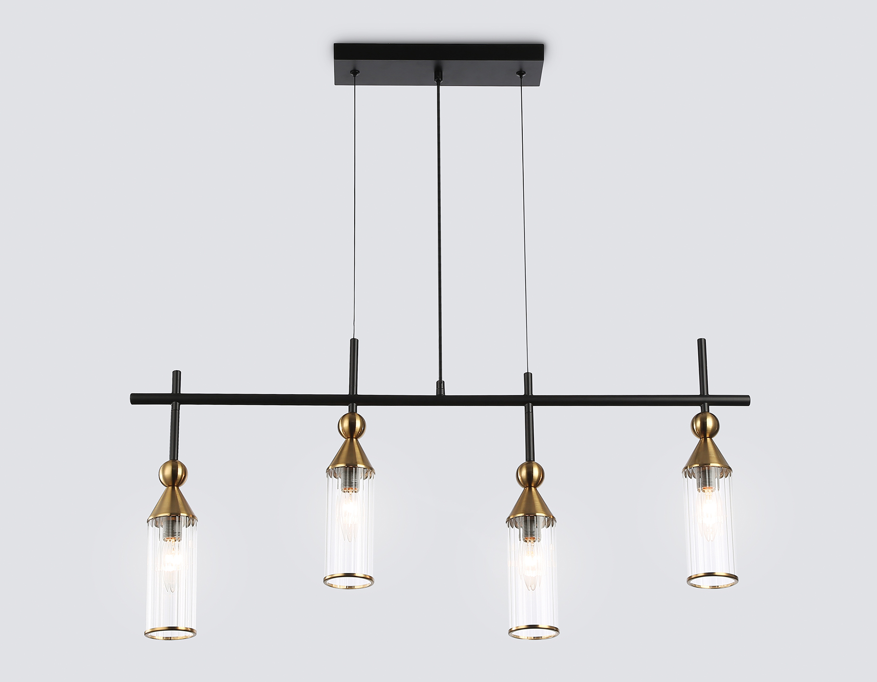 LH55254/4 BK/BS/CL черный/латунь/прозрачный E14*4 max 40W 845*65*1150