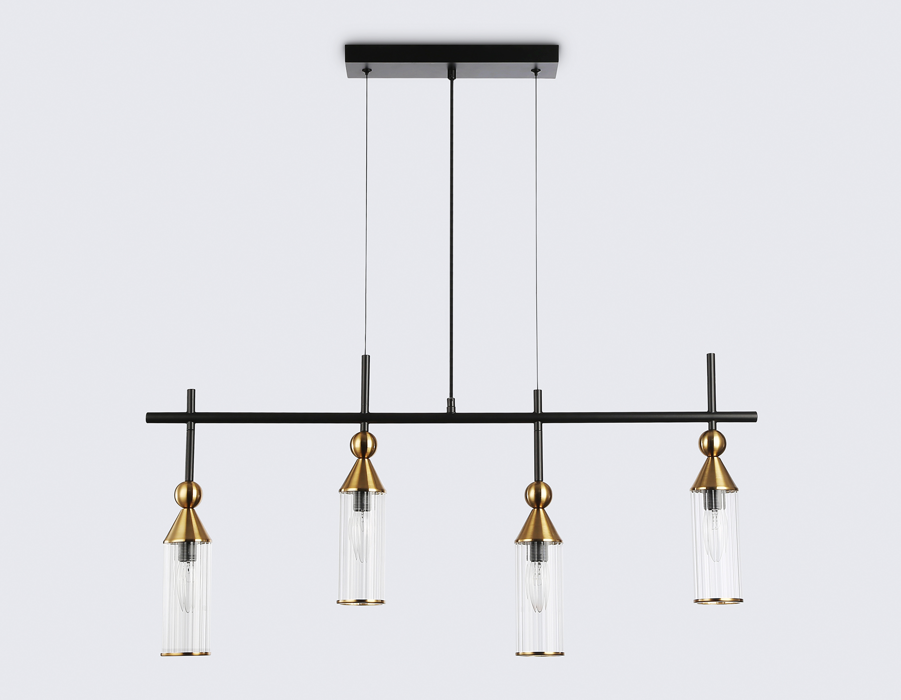 LH55254/4 BK/BS/CL черный/латунь/прозрачный E14*4 max 40W 845*65*1150