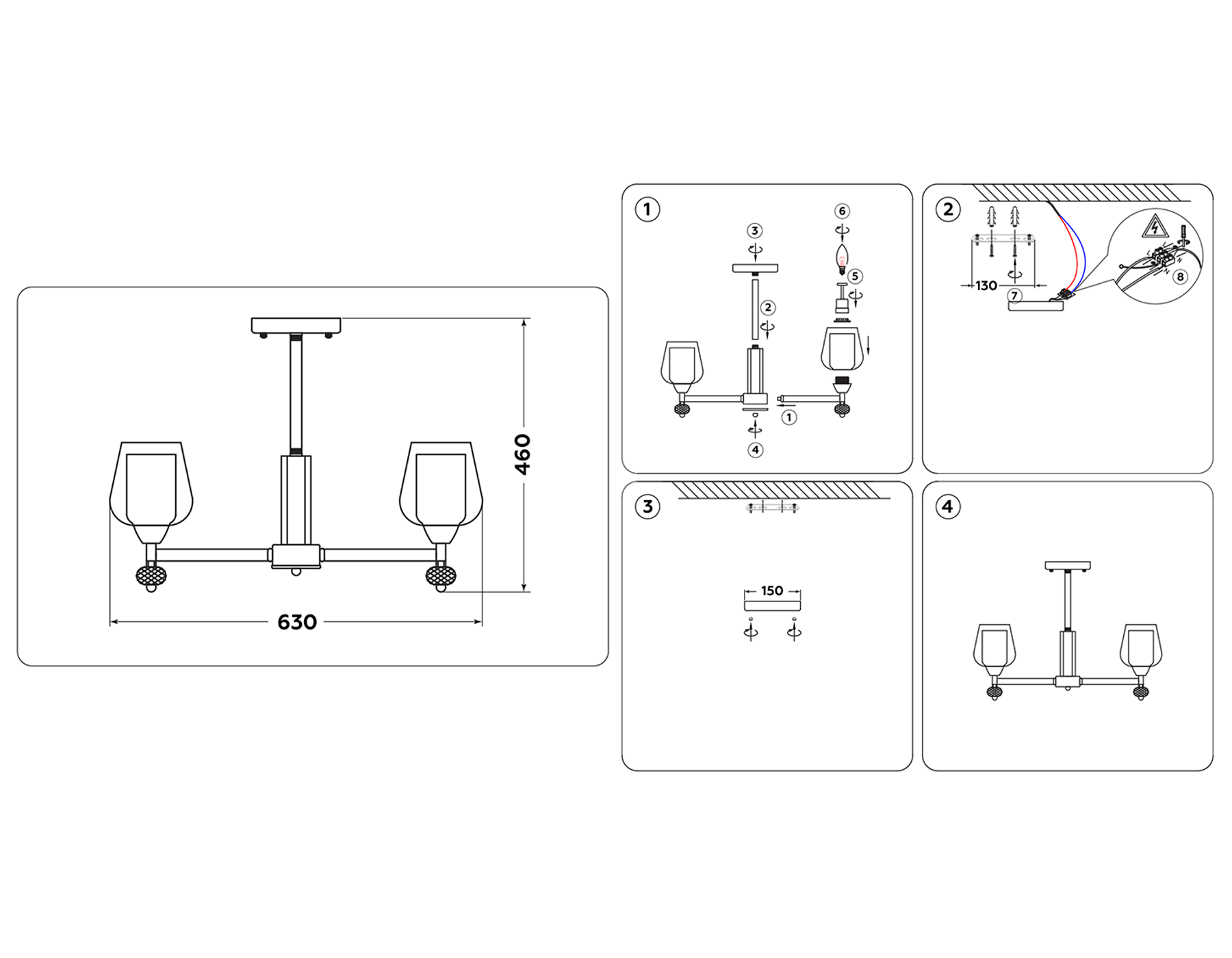 TR3154/5 GD/CL золото/прозрачный E27/5 max 40W D630*460