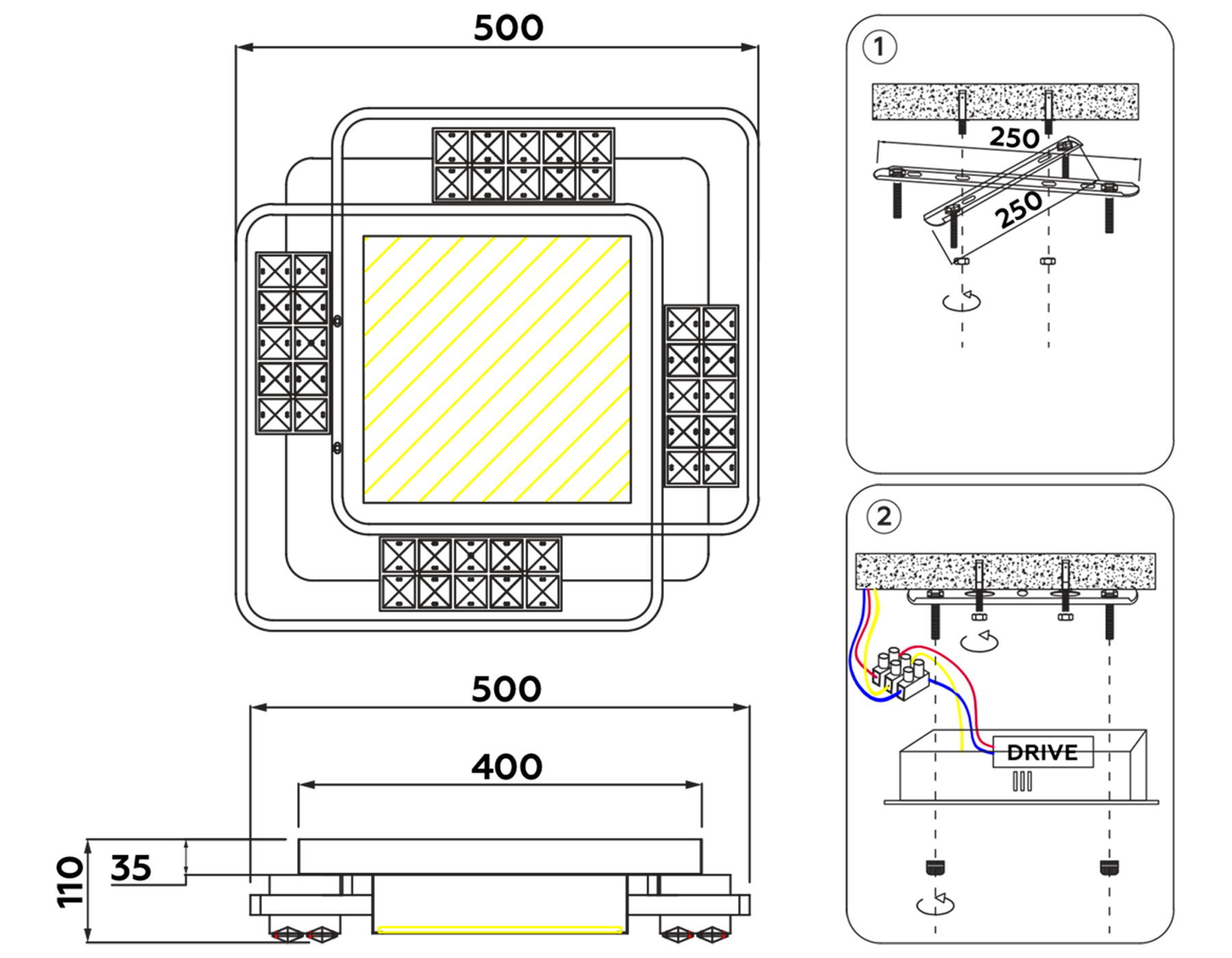 FA144 WH белый 96W 500*500*110 (ПДУ РАДИО 2.4)