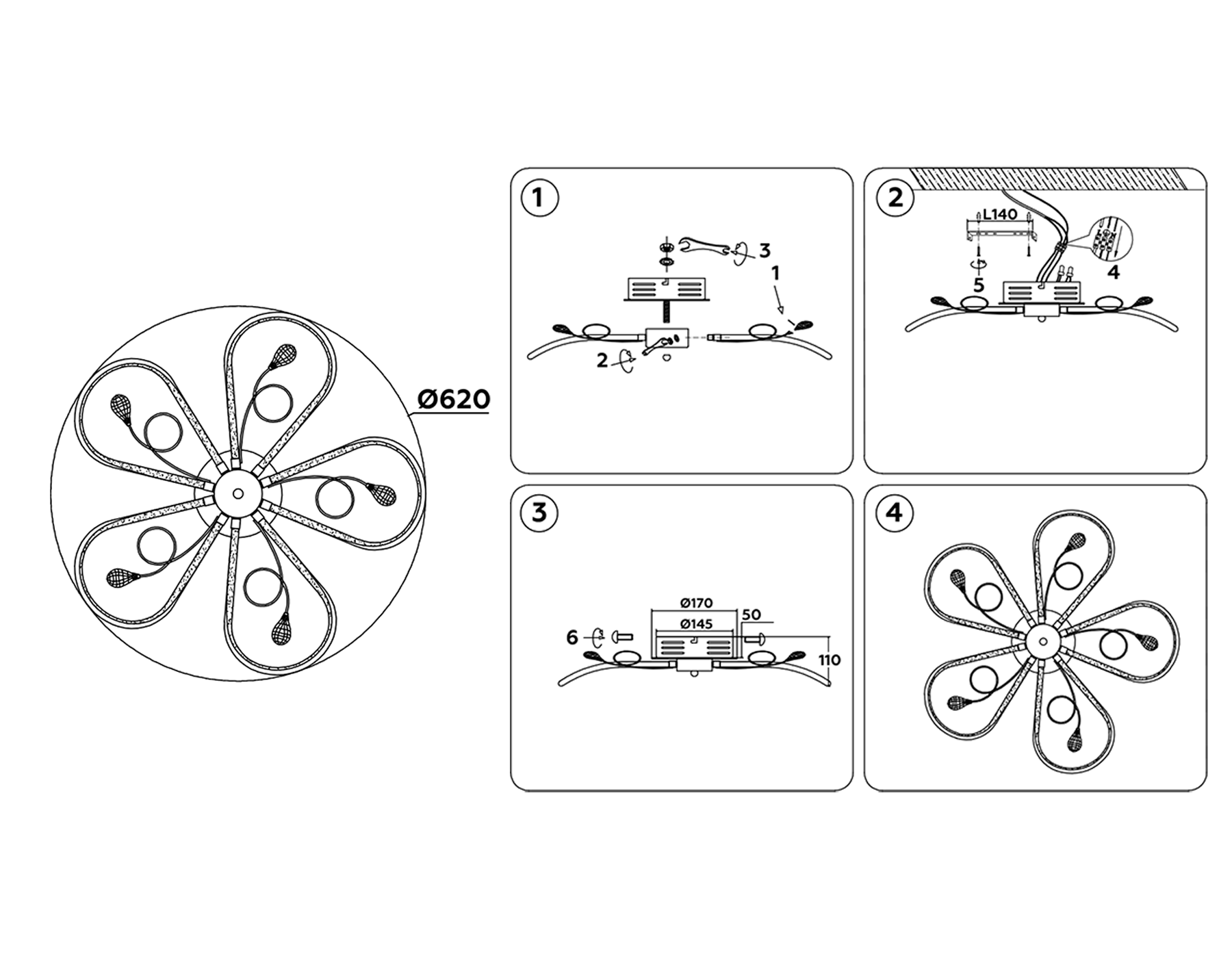 LC575/5 CH хром 65W 4200K 620*620*110 (Без ПДУ)