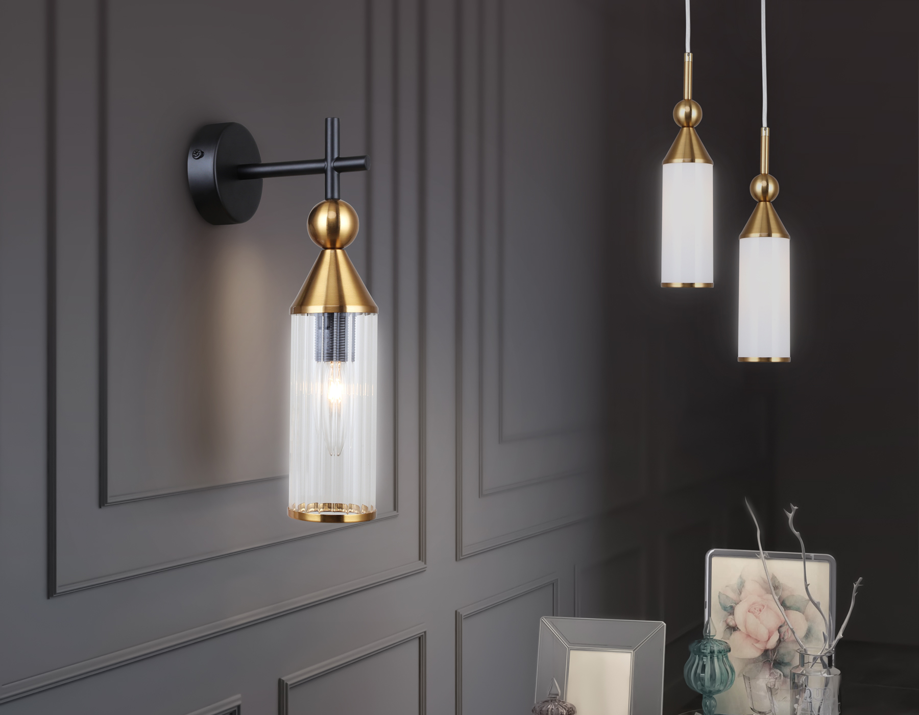 LH55271 BS/FR латунь/белый матовый E14 max 40W D65*1500