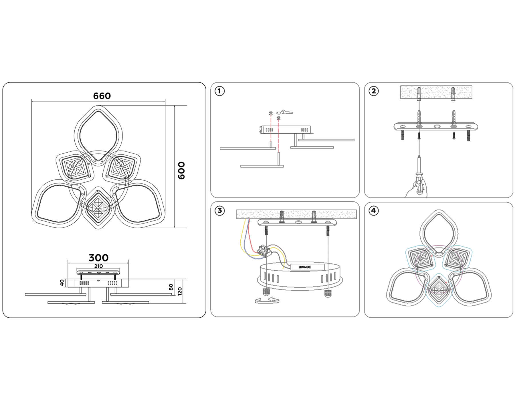 FA282/3+3 WH белый 116W 660*600*120 (ПДУ РАДИО 2.4G)