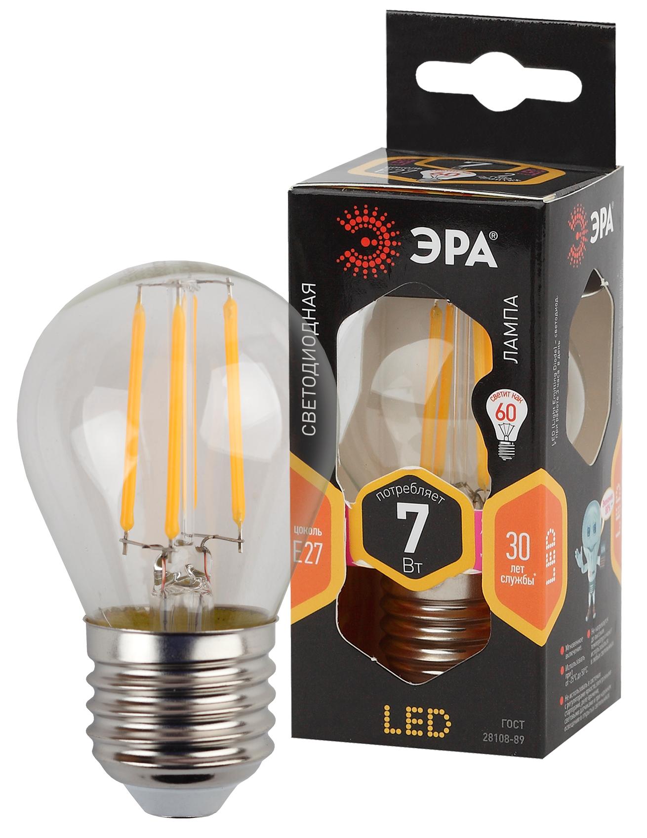 Лампа светодиодная  ЭРА F-LED P45-7w-827-E27