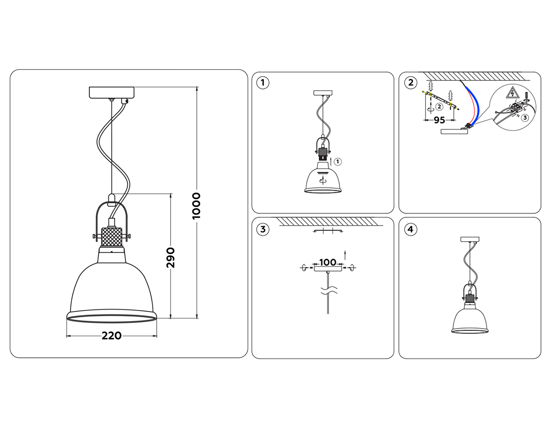 TR3527 SB/SM бронза/дымчатый E27 max 40W D220*1000