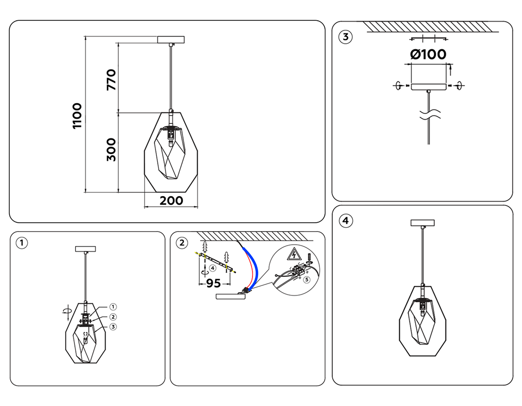 TR3627 GD/SM золото/дымчатый G9 max 40W D200*1100