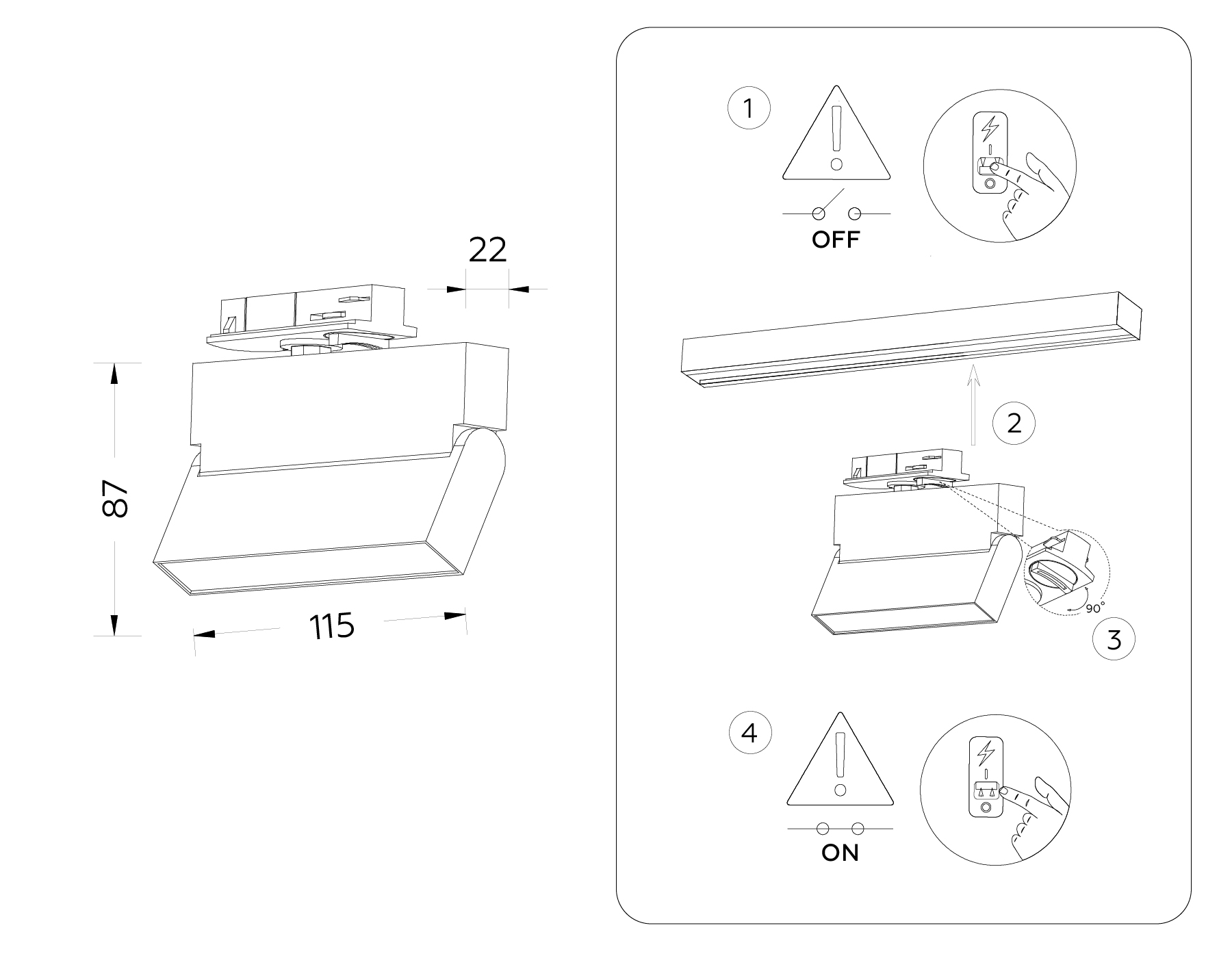 GL6803 BK черный LED 6W 4200K 115*22*87