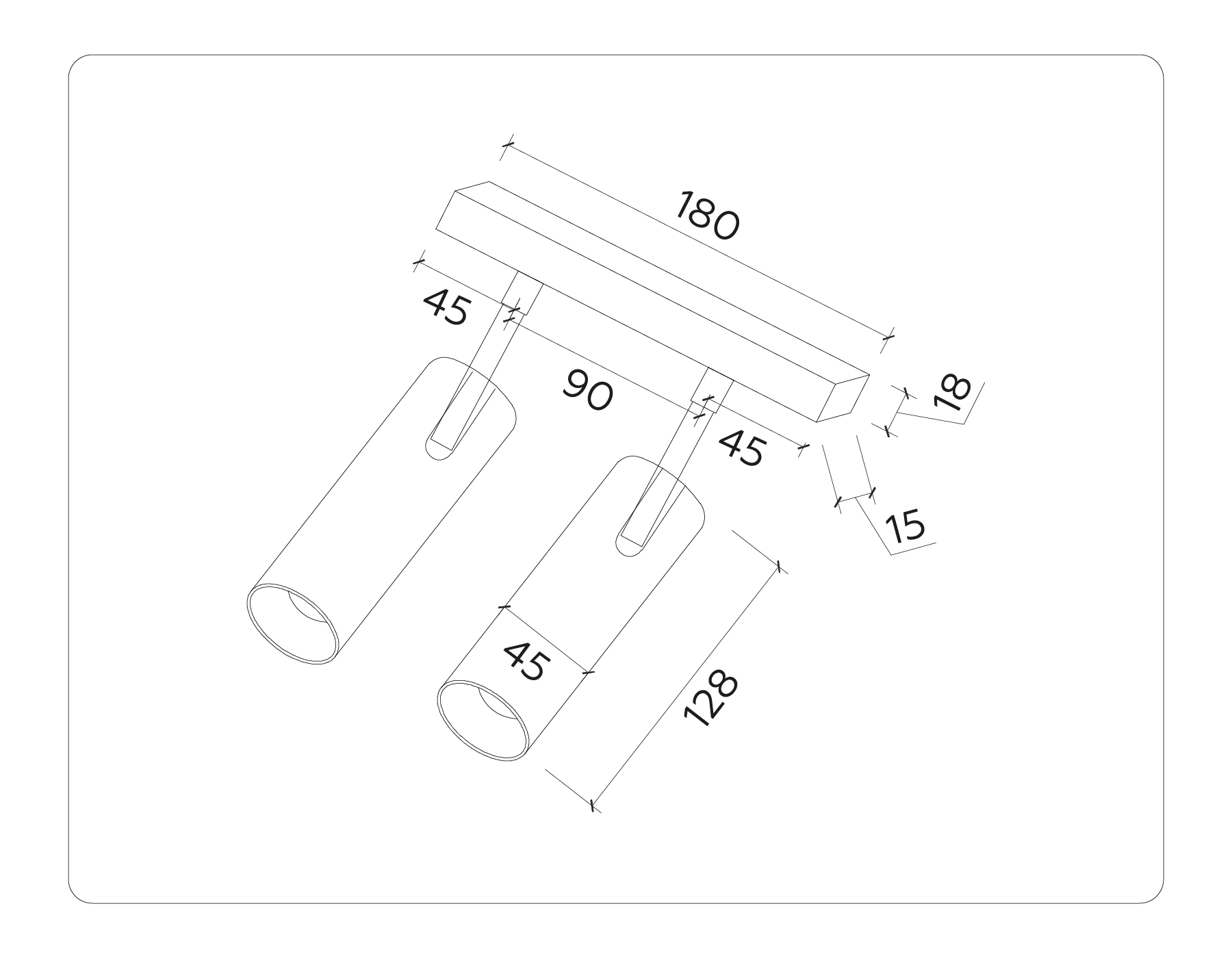 GL3901/2 WH белый LED 20W 4200К 48V 24° 180*45*182