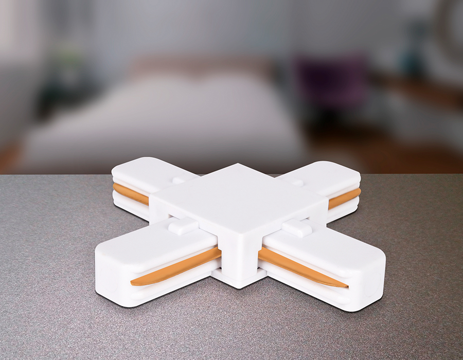 GL7082 WH белый коннектор Х-образный однофазный для соединения трековых шинопроводов