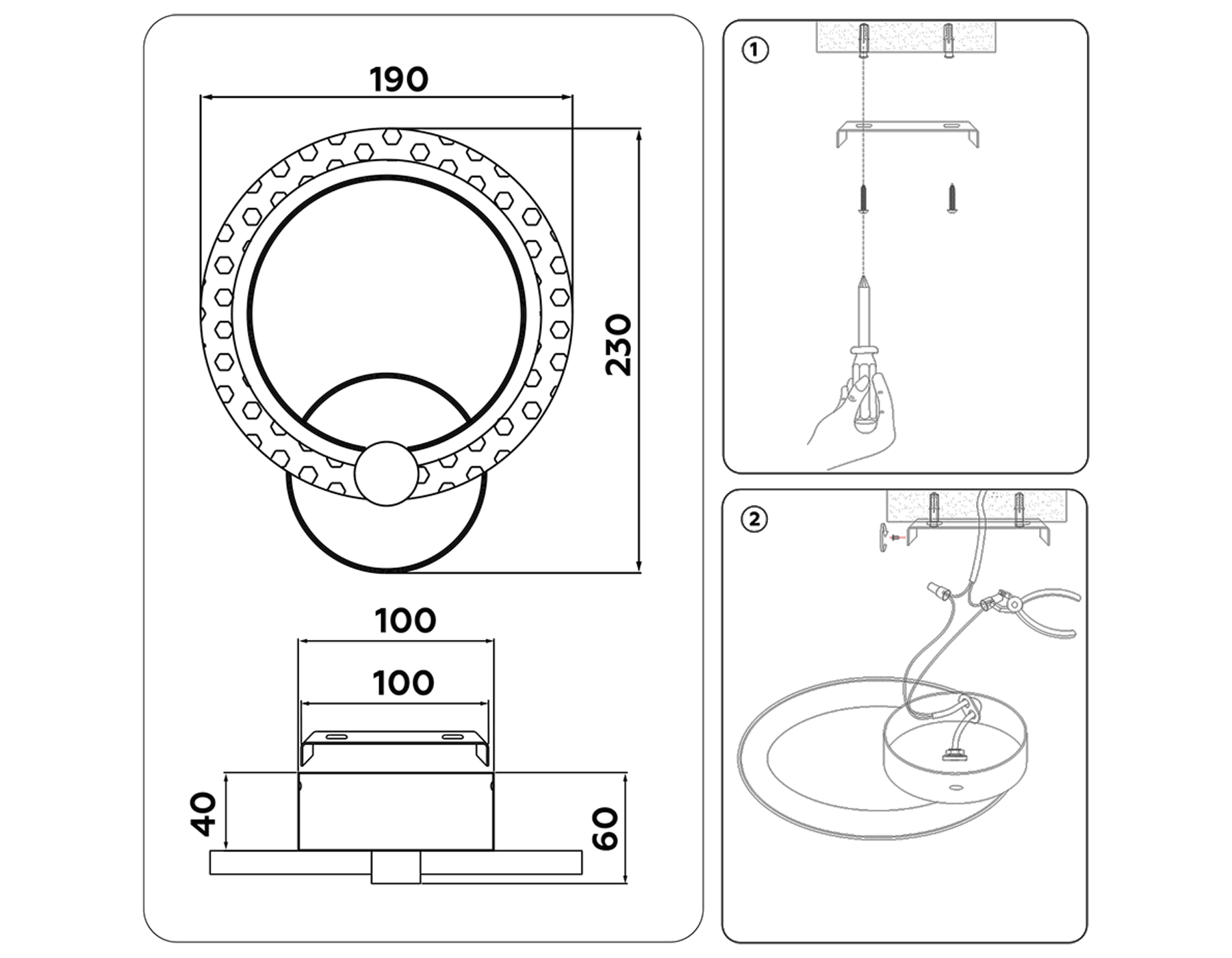 FA419 GD золото 6400K/3000K/4200K 12W 230*190*60