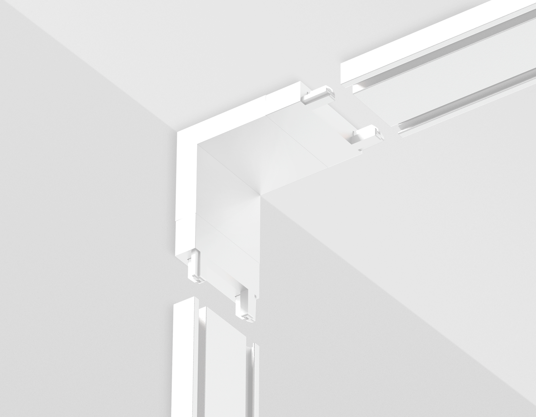 GV1103 WH белый угловой коннектор внутренний для накладного шинопровода IP20 48V 26*26*6