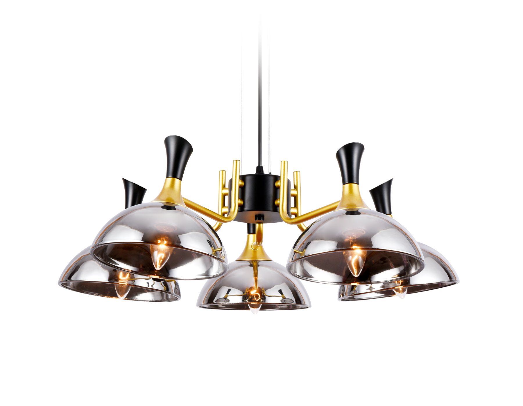 TR9082/5 BK/GD/SM черный/золото/дымчатый E27/5 max 40W D750*750